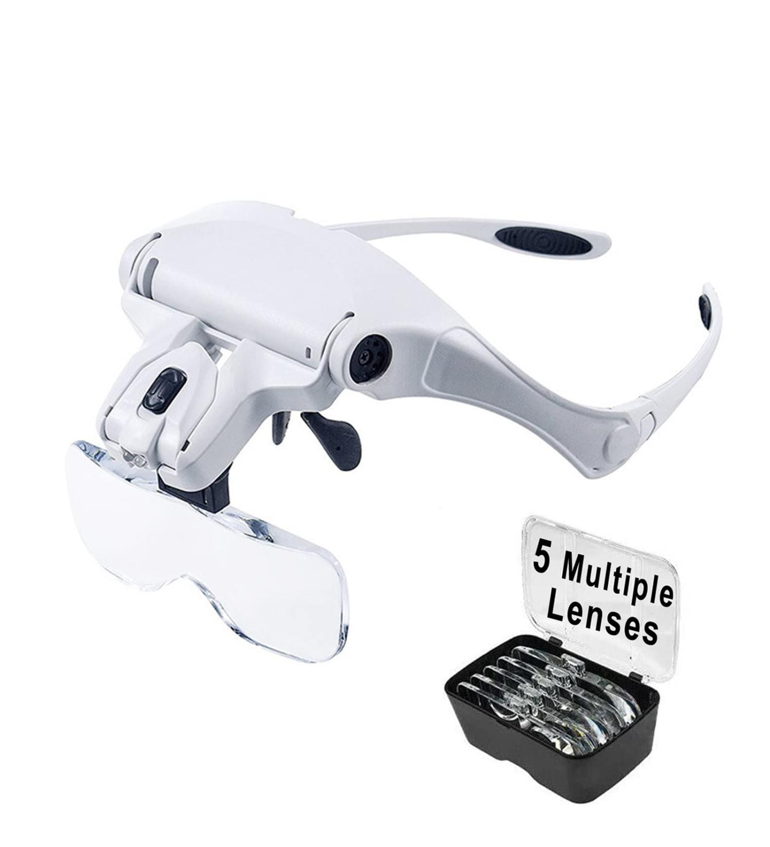 Magnifying Glasses Headset Wimayo Magnifying Glasses with Light and 5 Detachable Lenses(1X-3.5X) Headband Magnifier Magnifying Glasses for Jewellery Close Work Reading Watch & Electronic Repair - Buy Online on SooperMarket.com