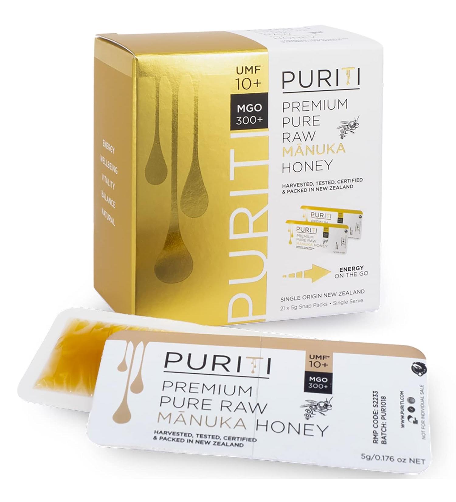 PURITI UMF 10+ Manuka Honey Snaps On The Go - 21 x 0.18oz Single Serve Packets from New Zealand - Buy Online on SooperMarket.com