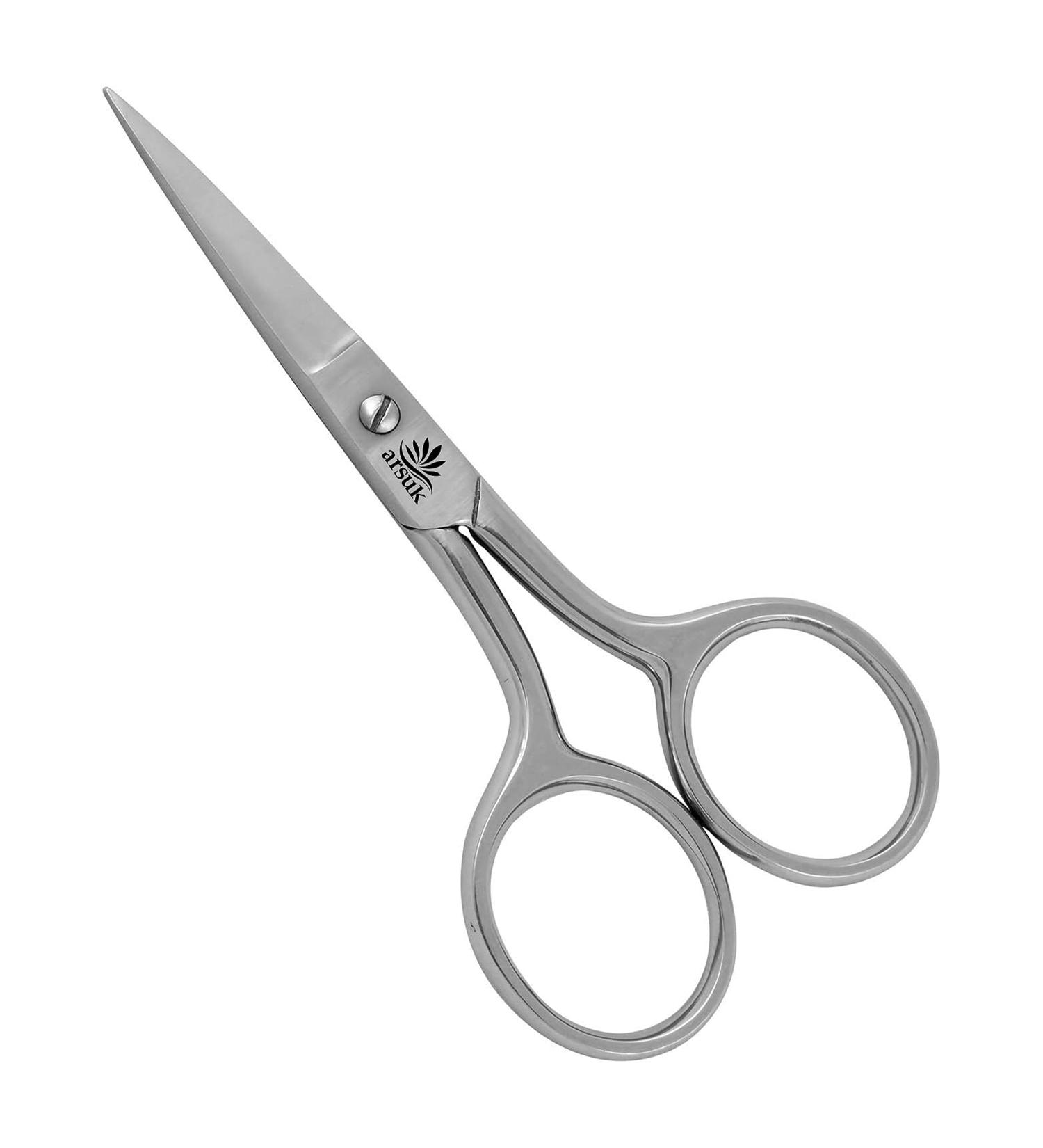 Arsuk 10.2 cm Professional Mustache & Beard Shears - Stainless Steel Nose Hair Cutter for Men | Precision Trimming & Shaping Scissors - Buy Online on SooperMarket.com