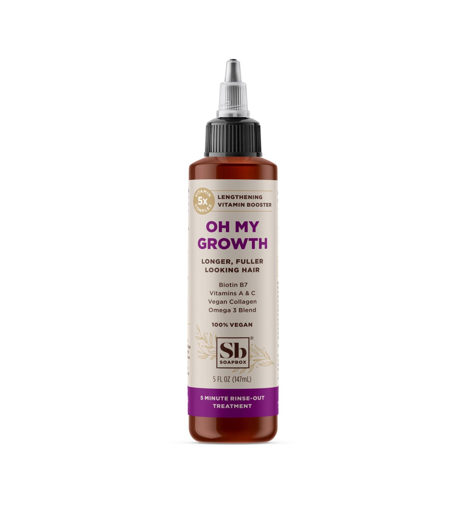 Soapbox Oh My Growth Lengthening Vitamin Booster Treatment - Biotin Vegan Collagen & Vitamins A & C 5oz | Vegan & Cruelty-Free Hair Growth Solution for All Hair Types - Buy Online on SooperMarket.com