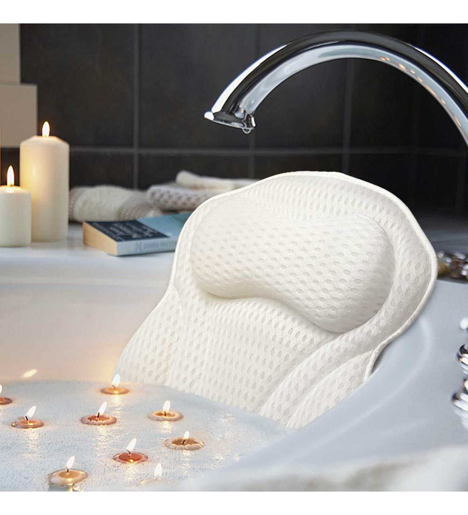 AmazeFan Luxury Bath Pillow with 4D Air Mesh Technology - Ergonomic Spa Pillow for Head, Back, Shoulder, and Neck Support - 6 Suction Cups - Fits All Bathtubs, Hot Tubs, and Home Spas (US Patent) - Buy Online on SooperMarket.com