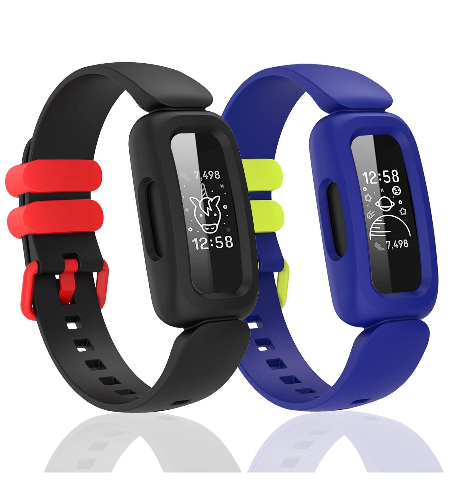 Silicone Waterproof Replacement Bands for Fitbit Ace 3 - Black Blue Sports Bands for Kids Boys Girls | Soft Bracelet Accessories for Fitbit Ace 3 Activity Tracker - Buy Online on SooperMarket.com