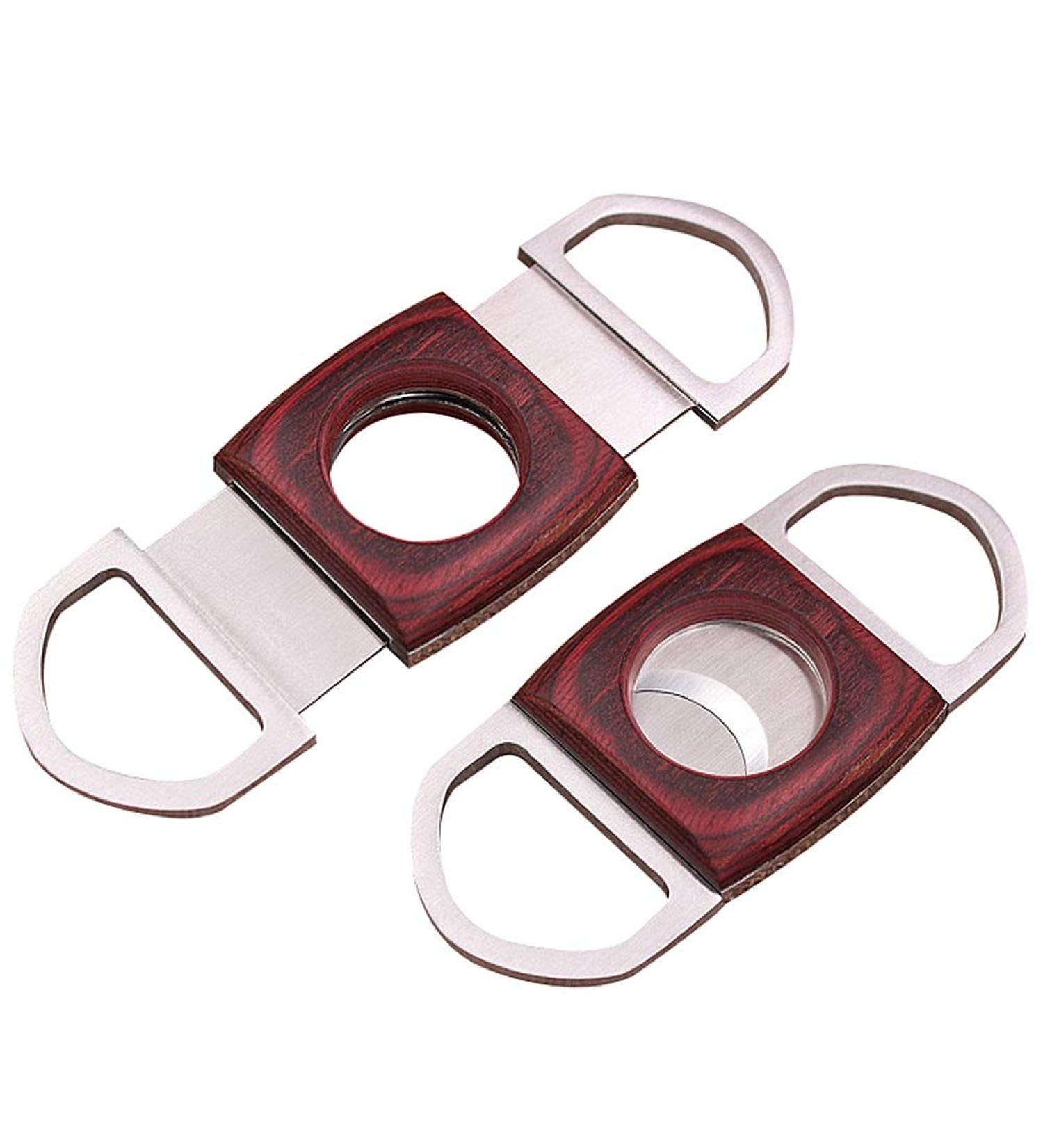 amropi Cigar Cutter Guillotine Stainless Steel Mahogany Wood Cigar Clippers in Gift Pouch 2 Pack (Silver Red x 2) - Buy Online on SooperMarket.com
