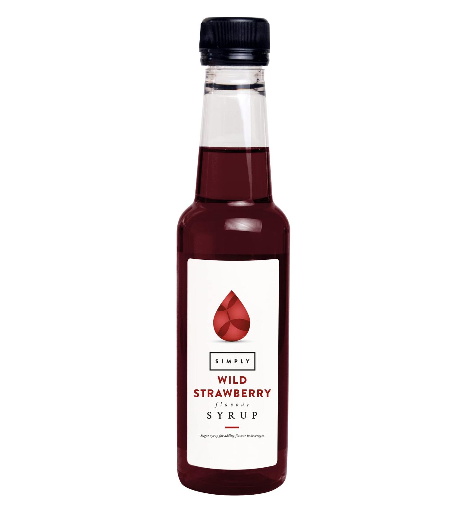 Simply Wild Strawberry Syrup Vegan & Nut Free Flavoured Syrup for Coffee Cocktails & Baking (250ml)
