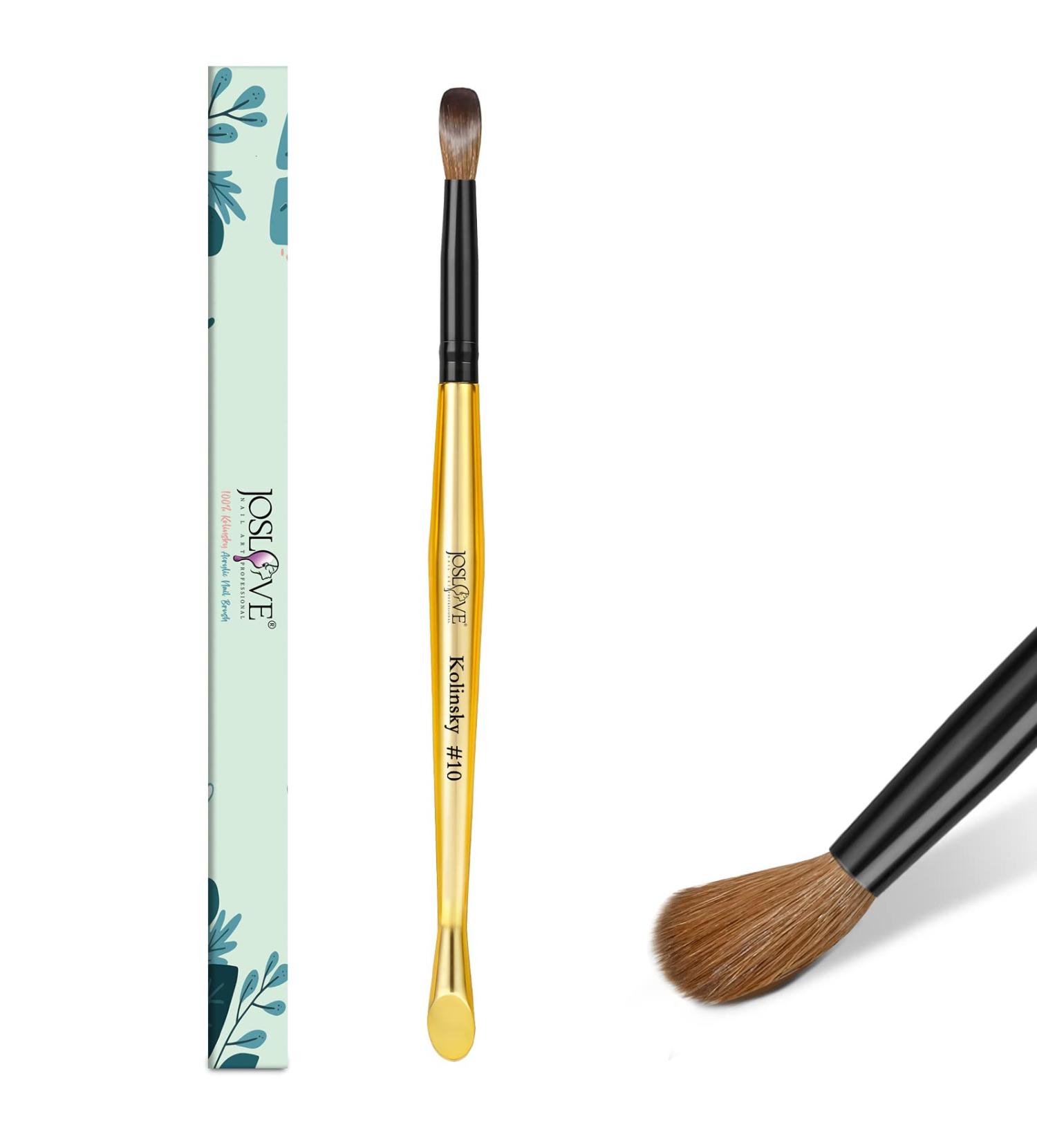 JOSLOVE Size 10 Kolinsky Acrylic Nail Brush - Handmade Round Shape for Acrylic Powder Application - 100% Pure Kolinsky Sable Hair - Gold Handle - DIY Home Salon - Buy Online on SooperMarket.com