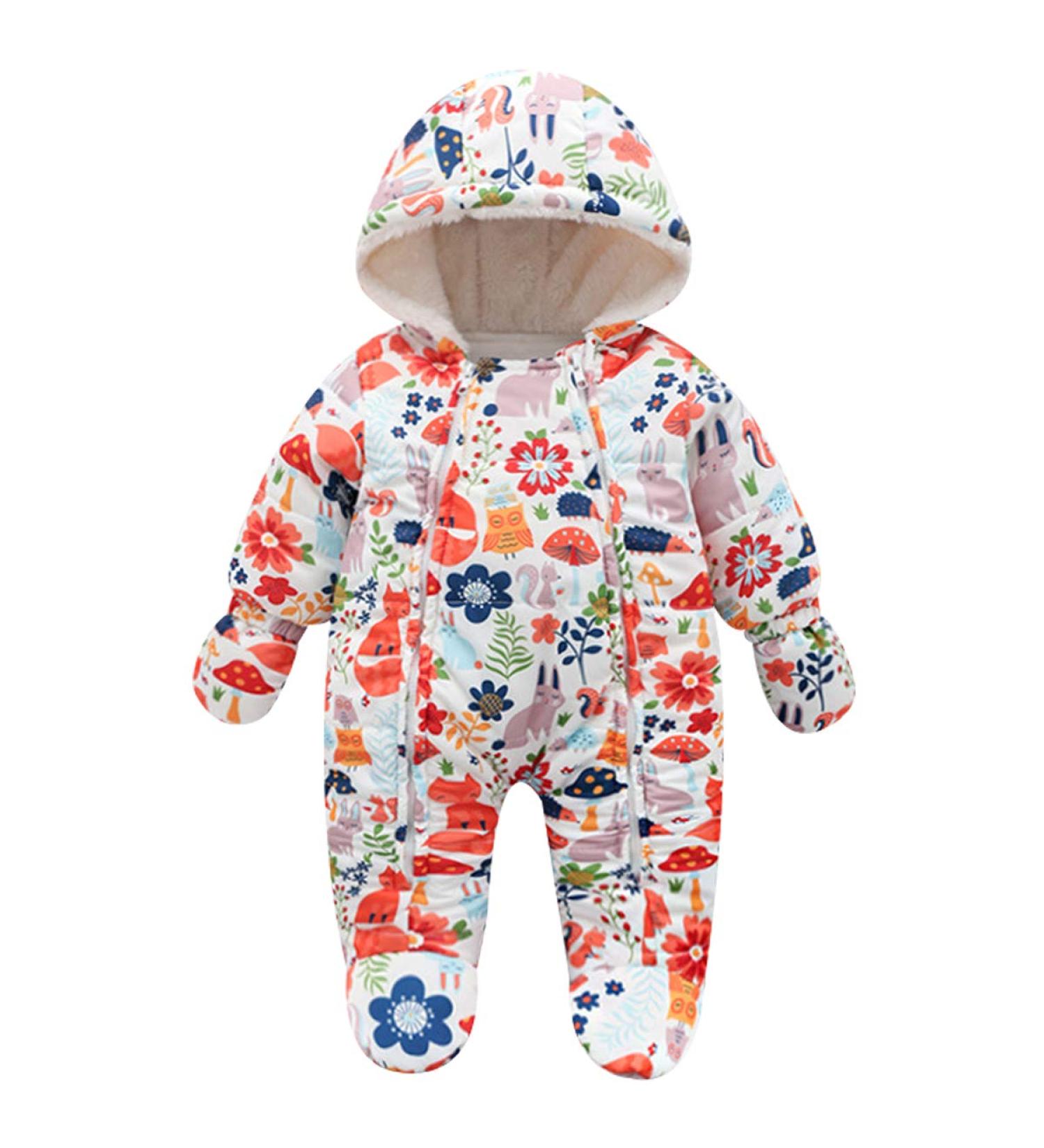 Famuka Baby Snowsuit Romper | Fleece-Lined Winter Outfit 0-3 Months Orange - Buy Online on SooperMarket.com