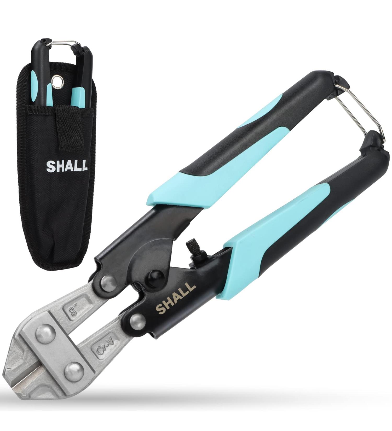 SHALL Mini Bolt Cutter 210mm/8-inch Heavy Duty Wire Cutter Two-Color Ergonomic Handle Security Lock More Efficient Leverage & Adjustable Opening Belt Bag Included - Buy Online on SooperMarket.com