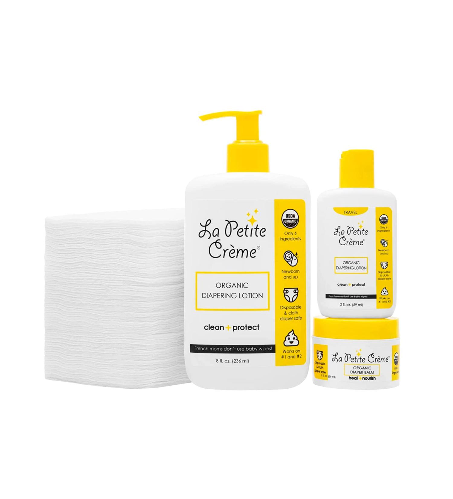 La Petite Creme French Diapering Gift Set - Organic Lotion, Balm & Cotton Pads - Newborn Essentials - Buy Online on SooperMarket.com