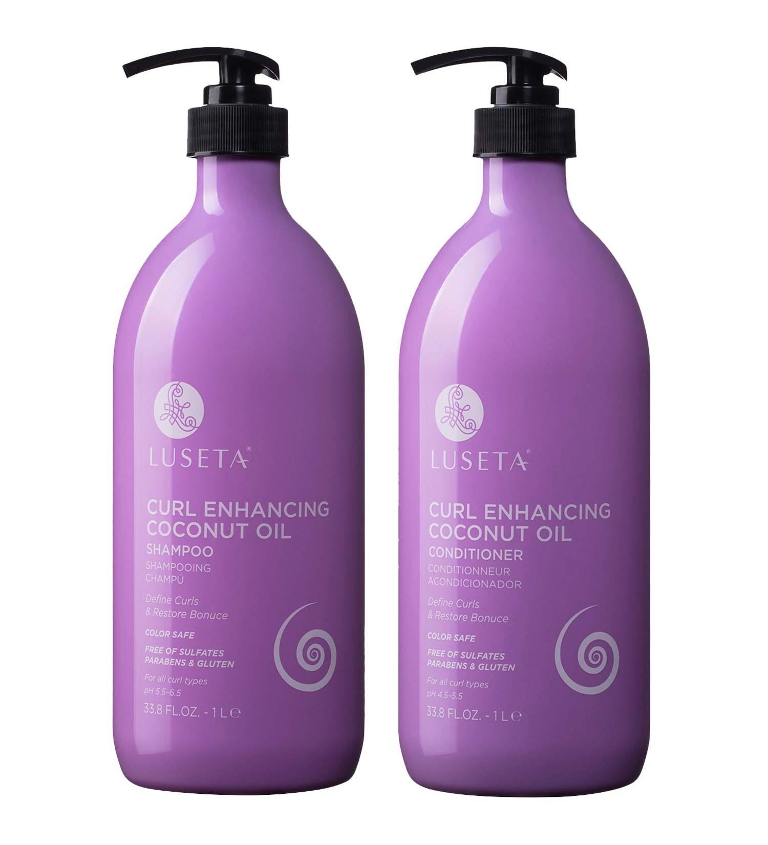 Luseta Curly Hair Shampoo and Conditioner Set - Define Curls and Restore Bounce with Coconut Oil for Waves and Curls Intensely Moisturizing Color Safe and Sulfate Free