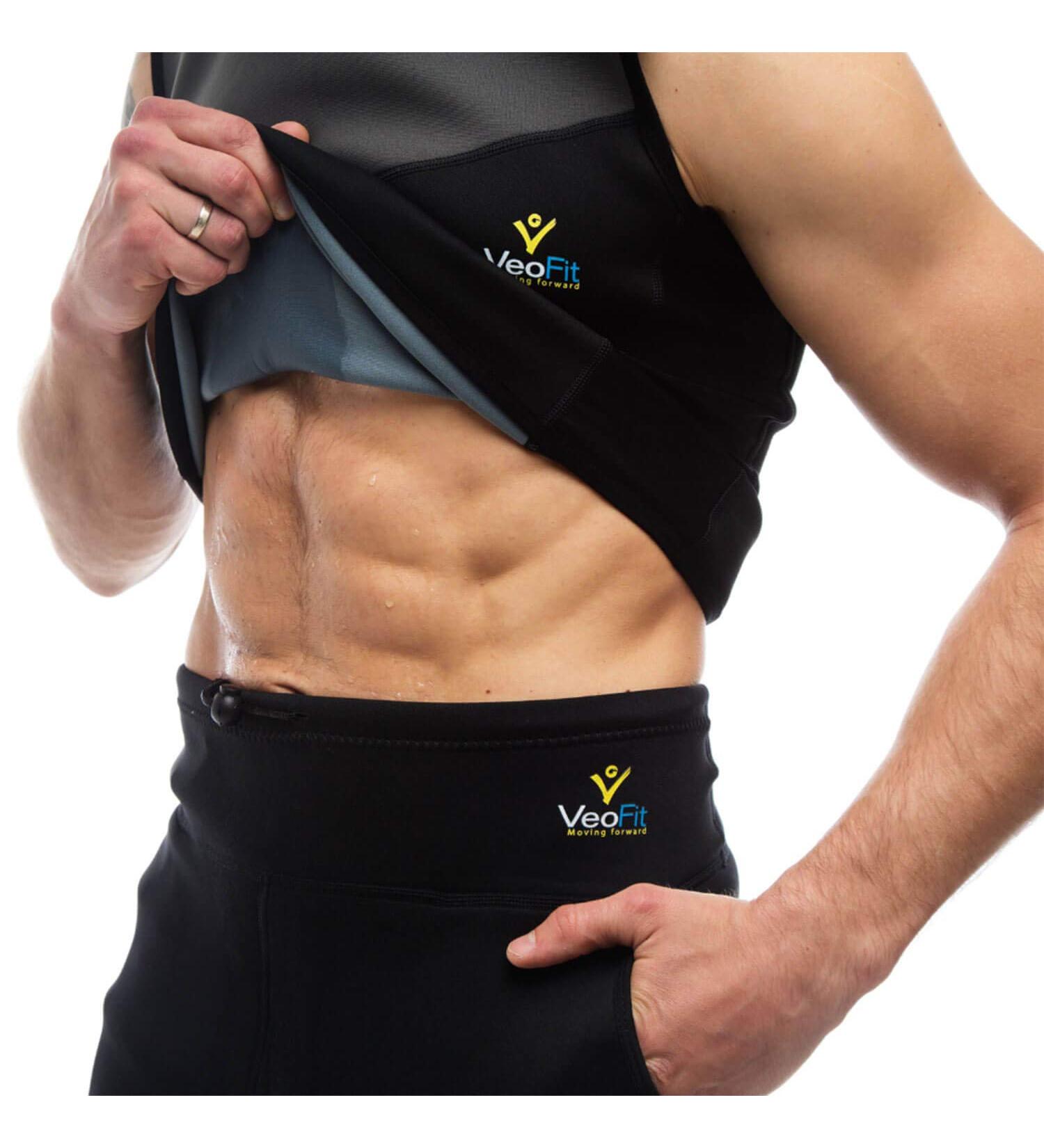 Veofit Men's Sweat Shirt - Neoprene Sauna Vest for Quick Weight Loss | Sizes S-XXXL | Includes Fitness Instructions & Carrying Bag - Buy Online on SooperMarket.com