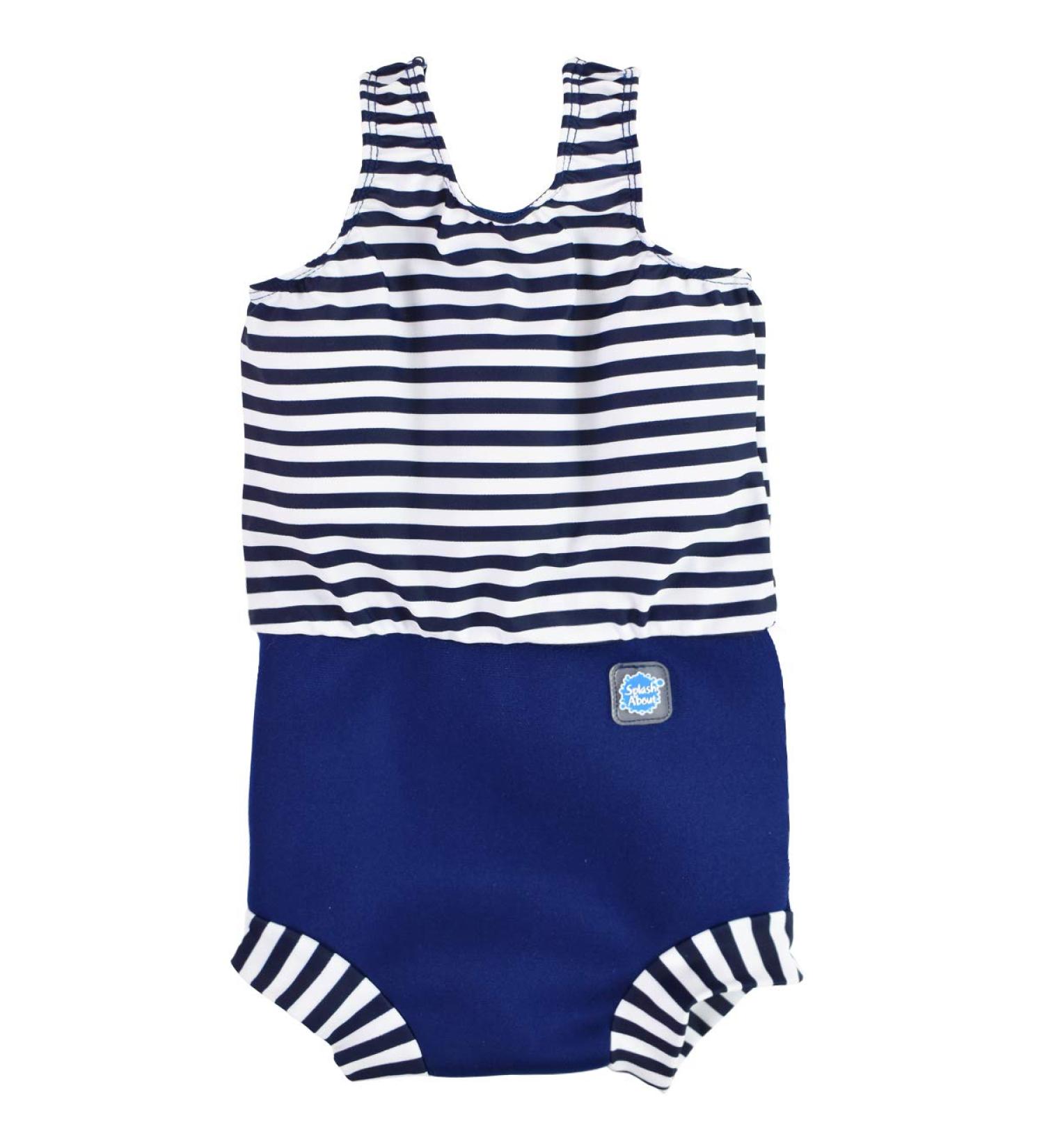 Splash About Happy Nappy Costume with Reusable Swim Nappy Navy/White Stripe 2-3 Years