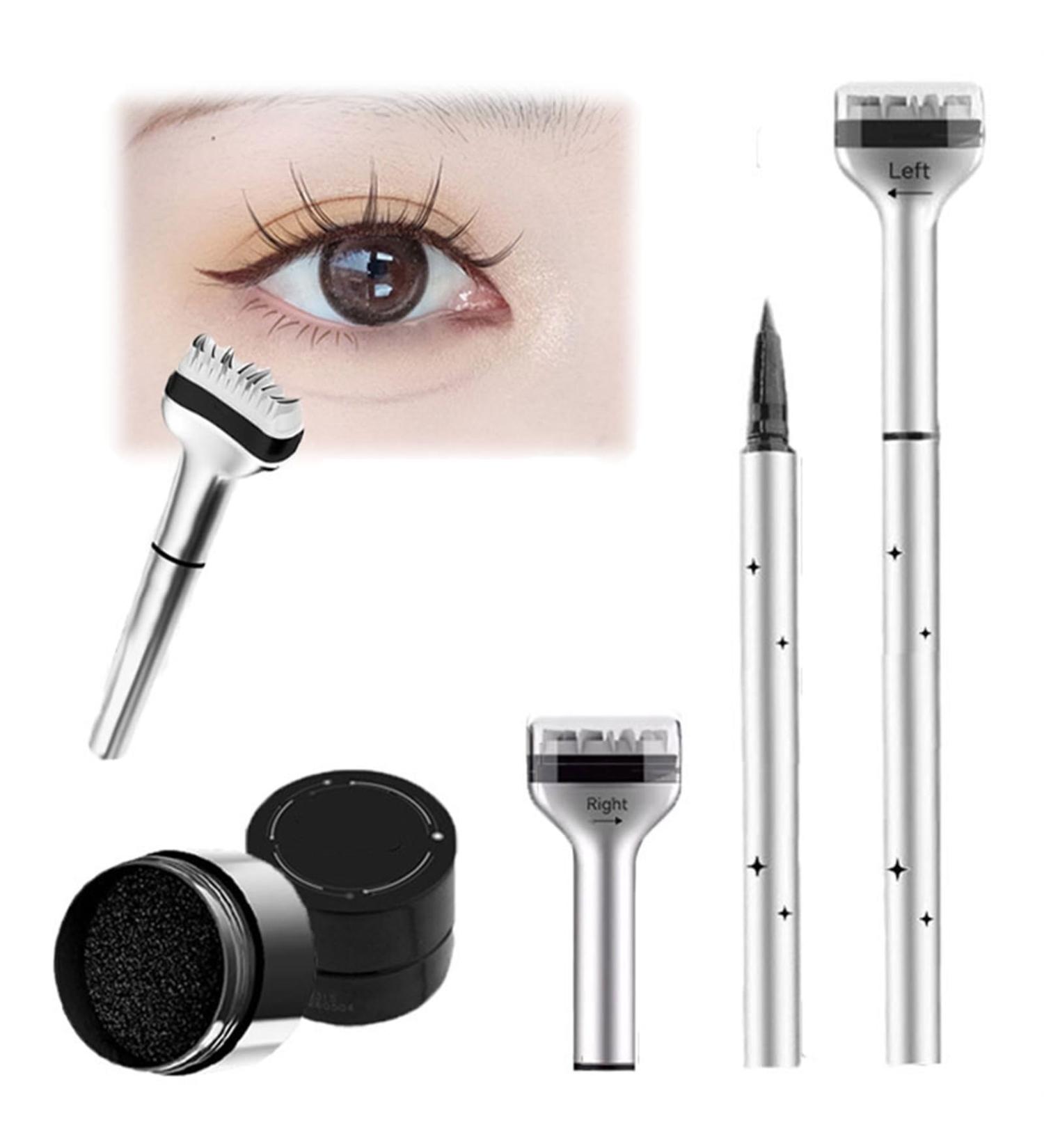 Lower Lash Stamp - Waterproof Eyelash Stamp Kit 2-in-1 Waterproof Sweatproof Eyeliner Quick Eye Makeup Tool Liquid Eye Liner Stamp Eyeliner Pencil for Bottom Lashes(Black set) - Buy Online on SooperMarket.com
