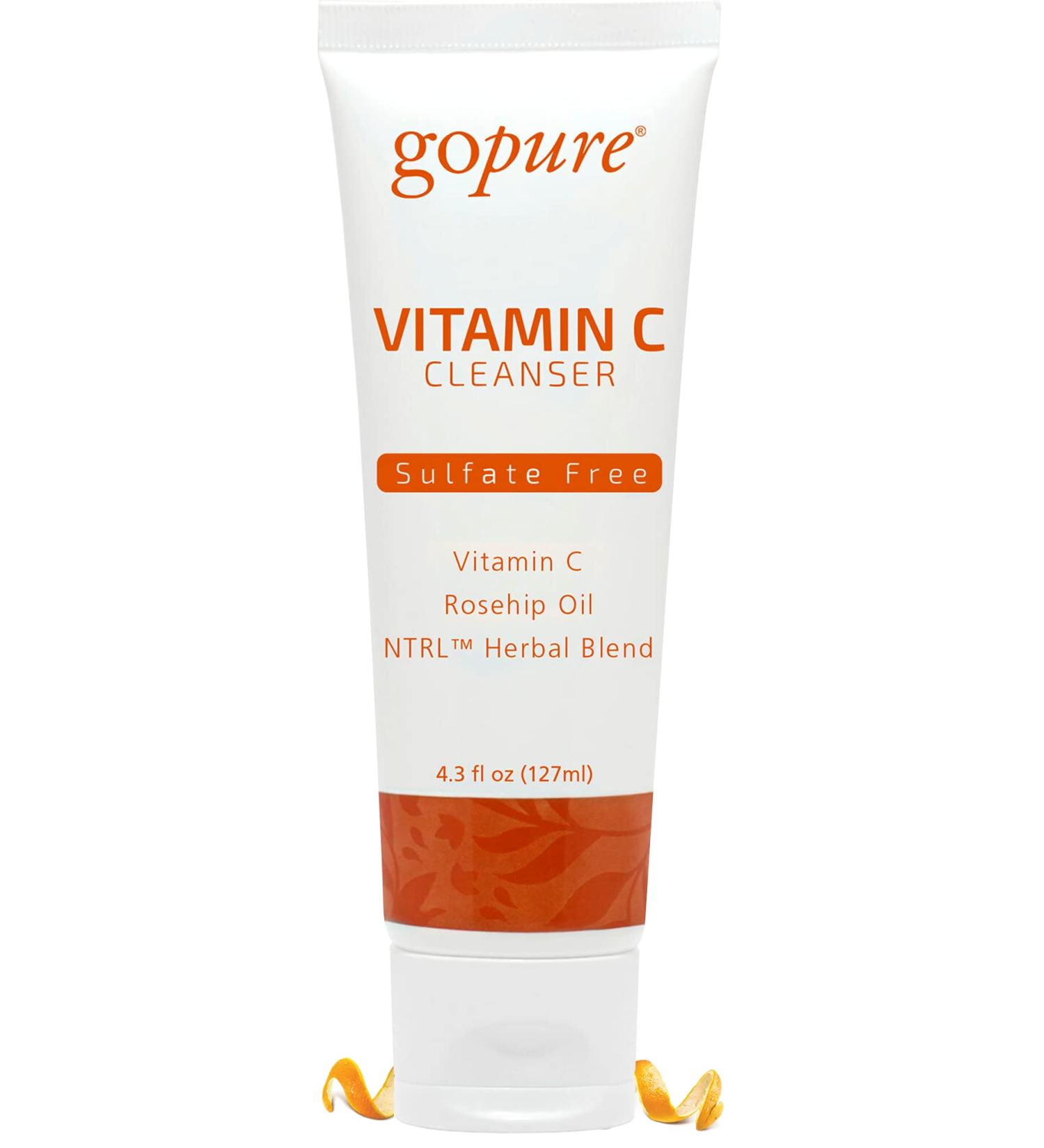 goPure Vitamin C Facial Cleanser - Acne Face Wash for All Skin Types - Visibly Brightens and Smooths Skin - Gentle Cleanser for Youthful Appearance - 4.3 oz - Buy Online on SooperMarket.com