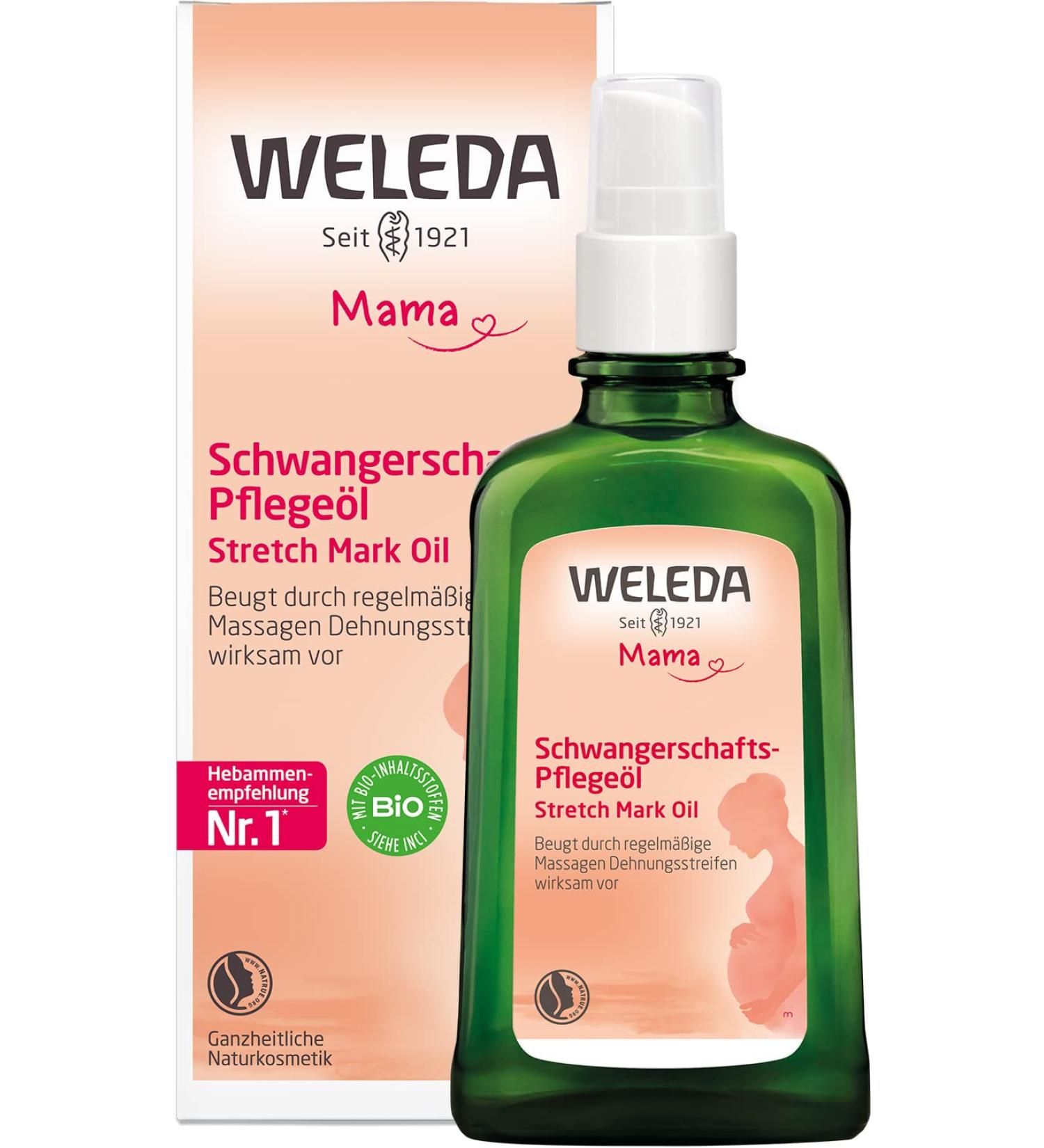Weleda Stretch Mark Pregnancy Massage Oil 3.4 fl oz - Plant Rich Oil with Vitamin E, Sweet Almond, Jojoba, and Arnica Oils - Buy Online on SooperMarket.com