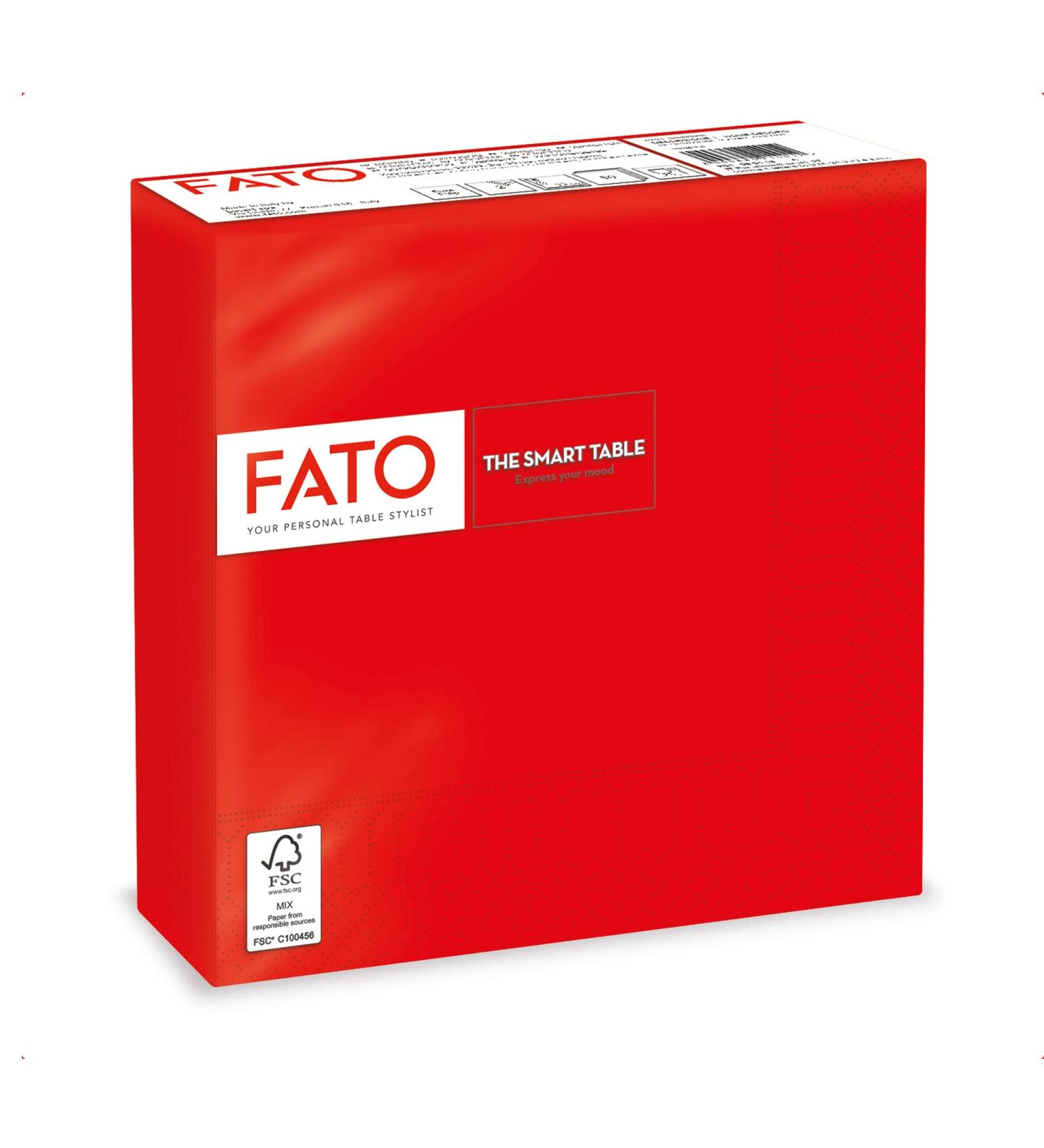 FATO Disposable Paper Napkins - 50 Pack 33x33cm Red 2-Layer 4-Folded Eco-Friendly & FSC Certified for Lunch/Buffets - Buy Online on SooperMarket.com