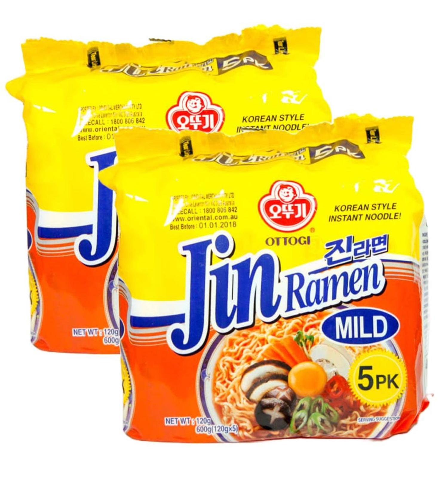 Ottogi Jin Ramen Mild Spicy Korean Instant Noodles Ramyun 120g (Pack of 10) - Buy Online on SooperMarket.com