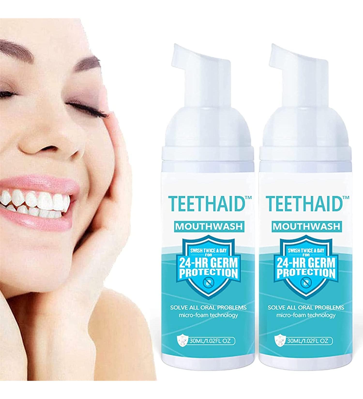 Teethaid Mouthwash & Tooth Whitening Toothpaste - Eliminate Bad Breath Prevent Cavities & Regenerate Teeth (2PCs) - Buy Online on SooperMarket.com