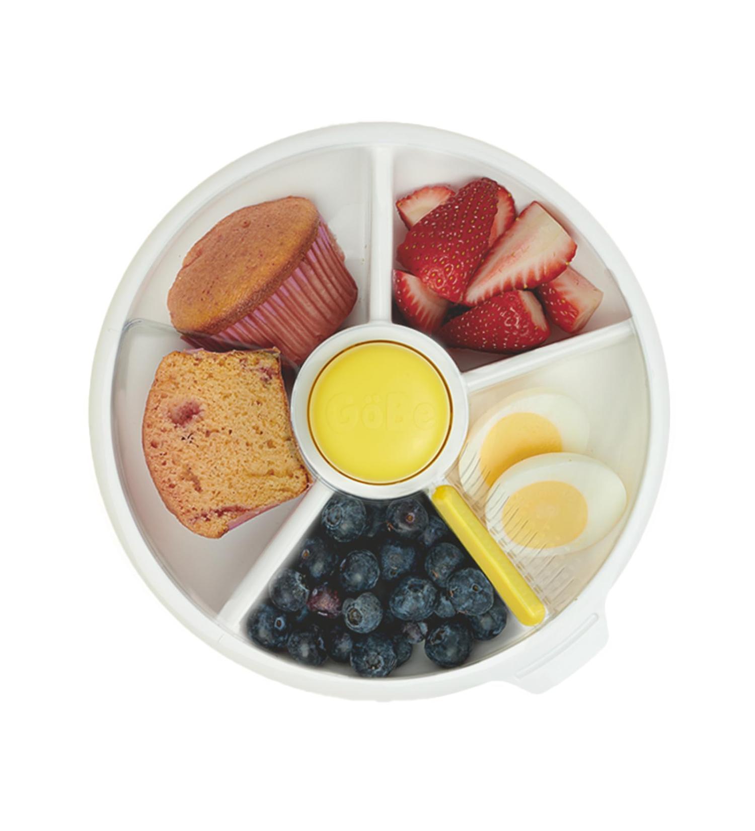 GoBe Kids Large Snack Spinner Bundle - Lemon Yellow | 4 Compartment Dispenser | Reusable & Leakproof | Dishwasher Safe - Buy Online on SooperMarket.com