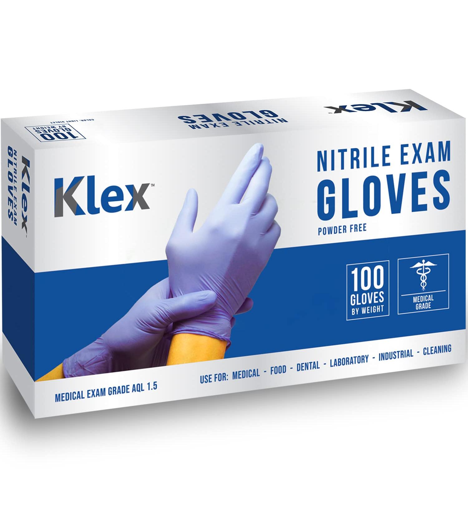 Klex Nitrile Exam Gloves - Medical Grade, Powder & Latex Free, Food Safe, Lavender - 100, 300, 1000 Count - S M L XL - Medium Size - Buy Online on SooperMarket.com