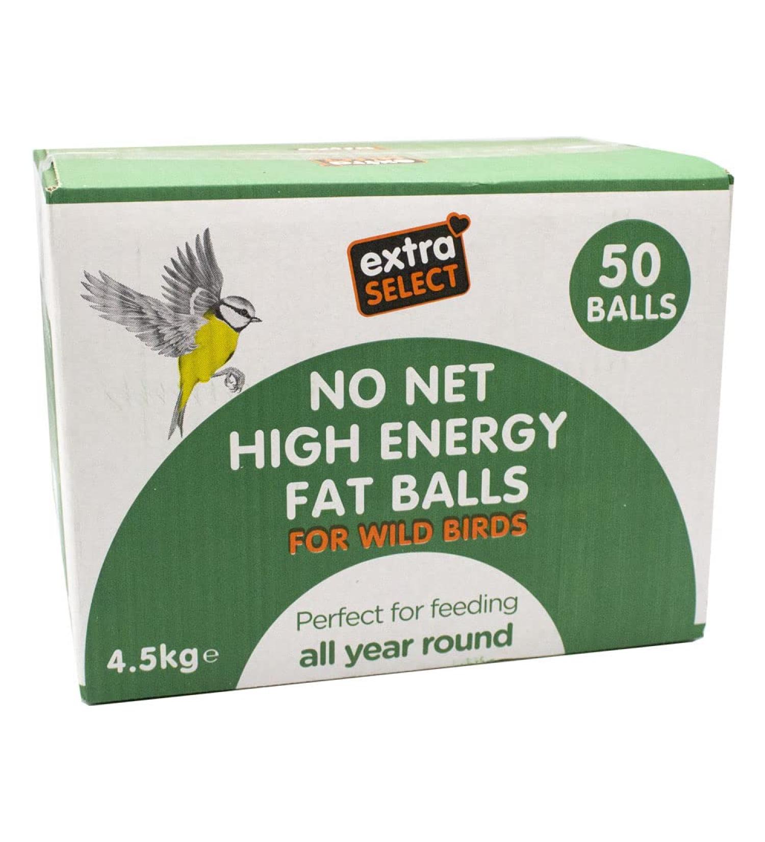 Extra Select No Net High Energy Fat Balls For Wild Birds 4.5kg - Refill Box 1 x 50