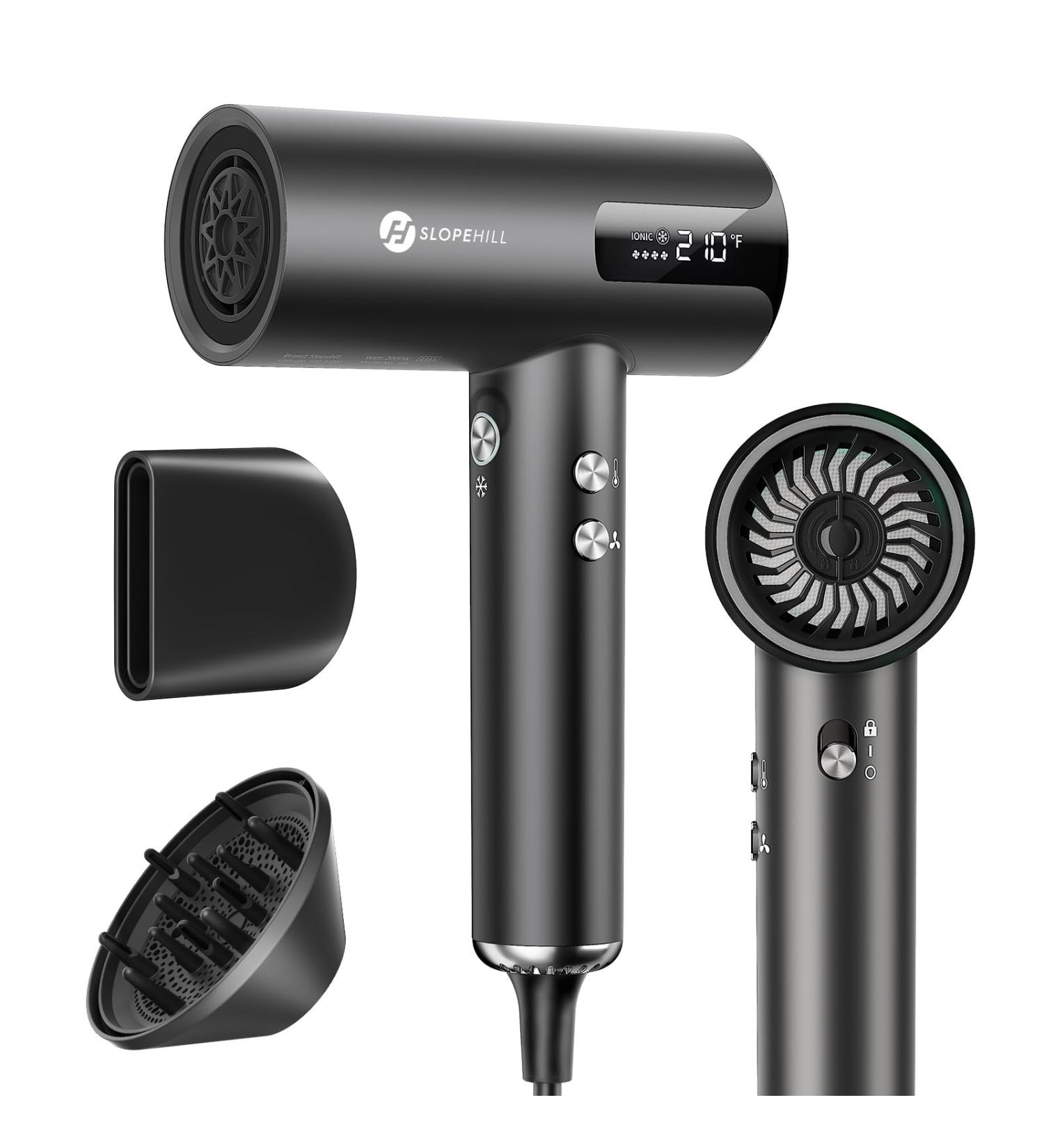 Hair Dryer - Slopehill Ionic Professional Blow Dryer with High-Speed Brushless Motor Portable & Quiet for Salon/Home/Travel - Fast Drying Men & Women - Add Concentrator - Buy Online on SooperMarket.com