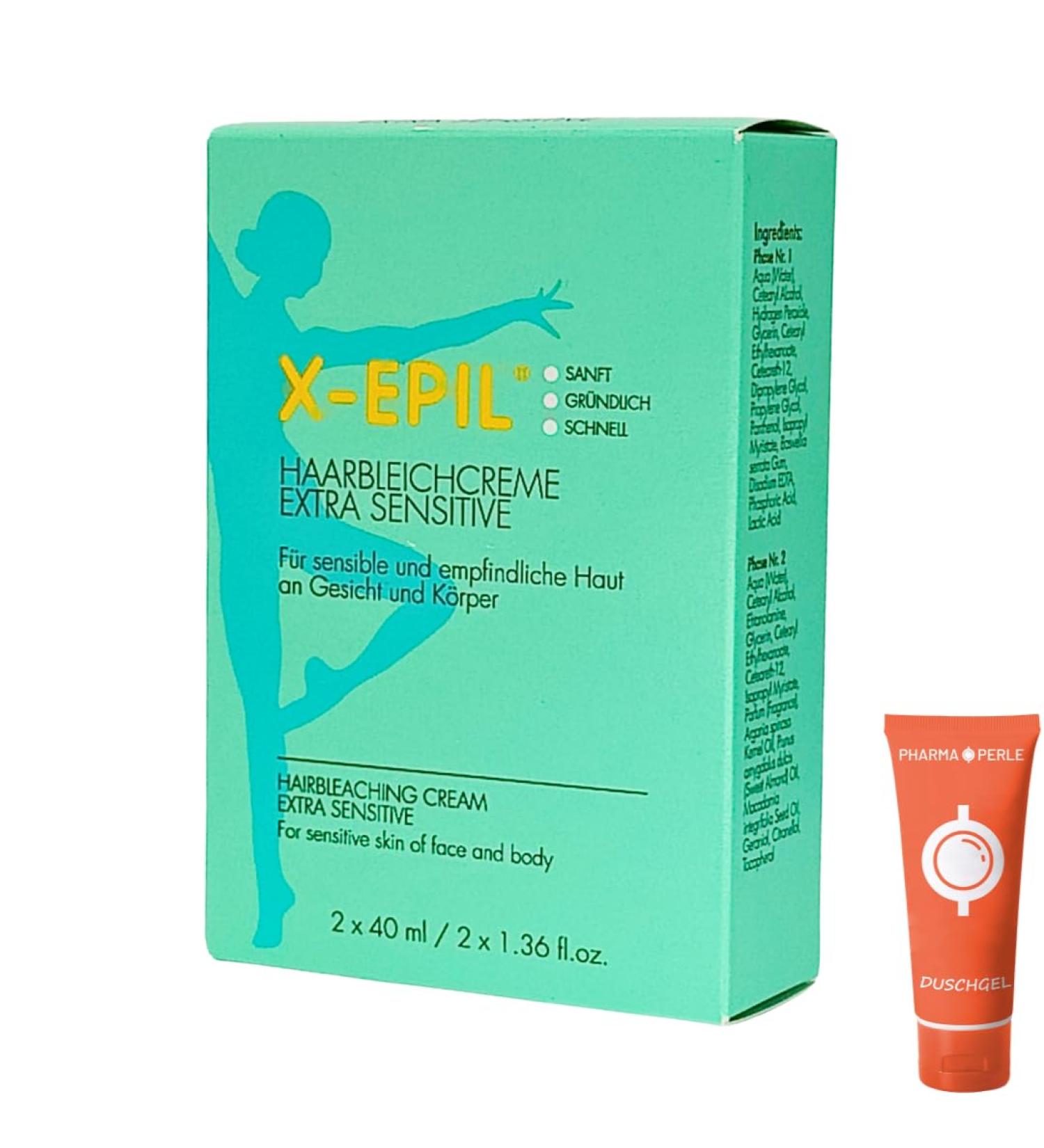 X-EPIL Hair Bleaching Cream - Extra Sensitive 2x40ml | Gentle & Fast for Face & Body | Savings Set + Free Gift - Buy Online on SooperMarket.com