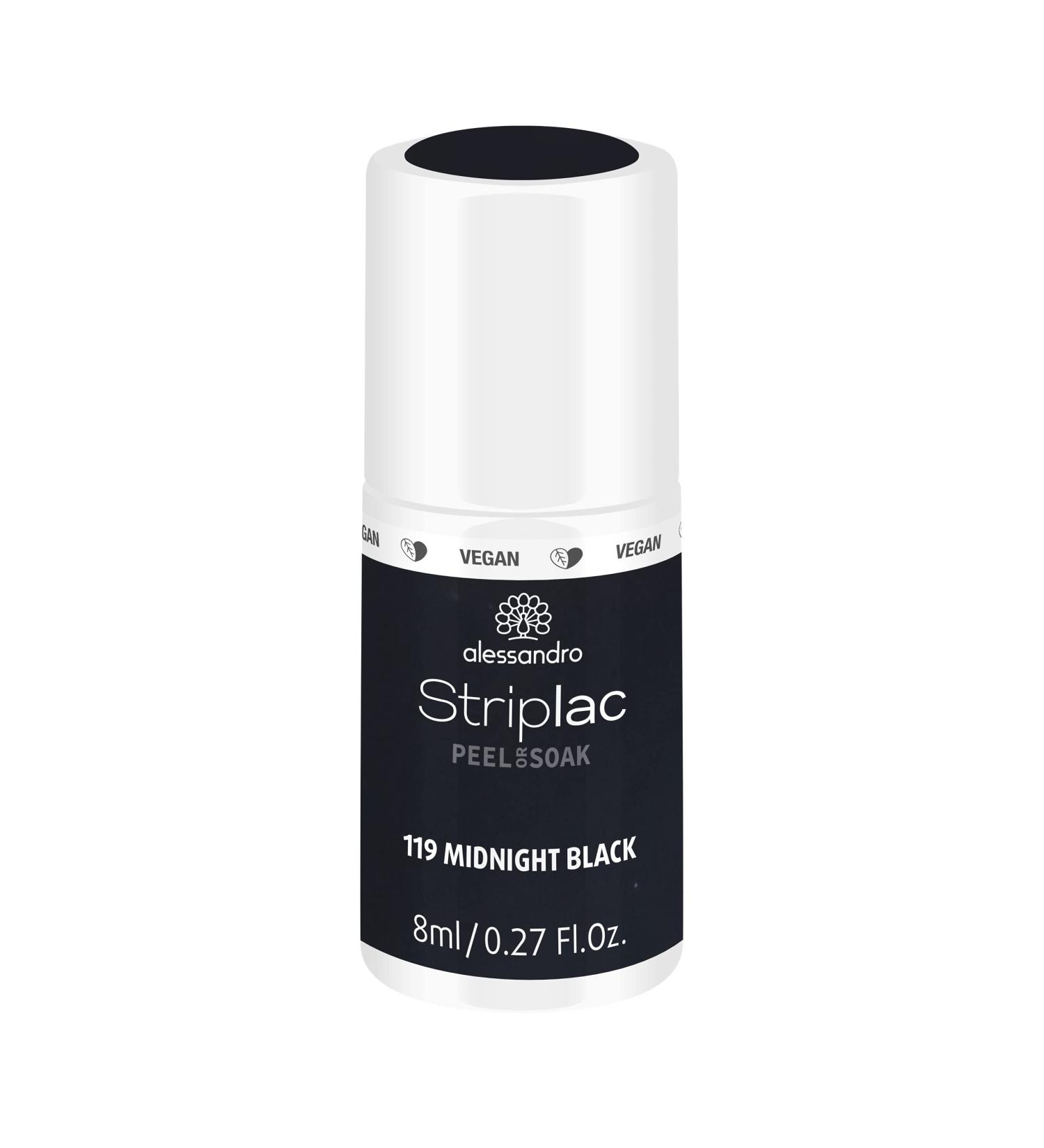 Alessandro Striplac UV Nail Polish Midnight Black | Long-Lasting Peel-Off Vegan 8ml - International Shipping Available - Buy Online on SooperMarket.com