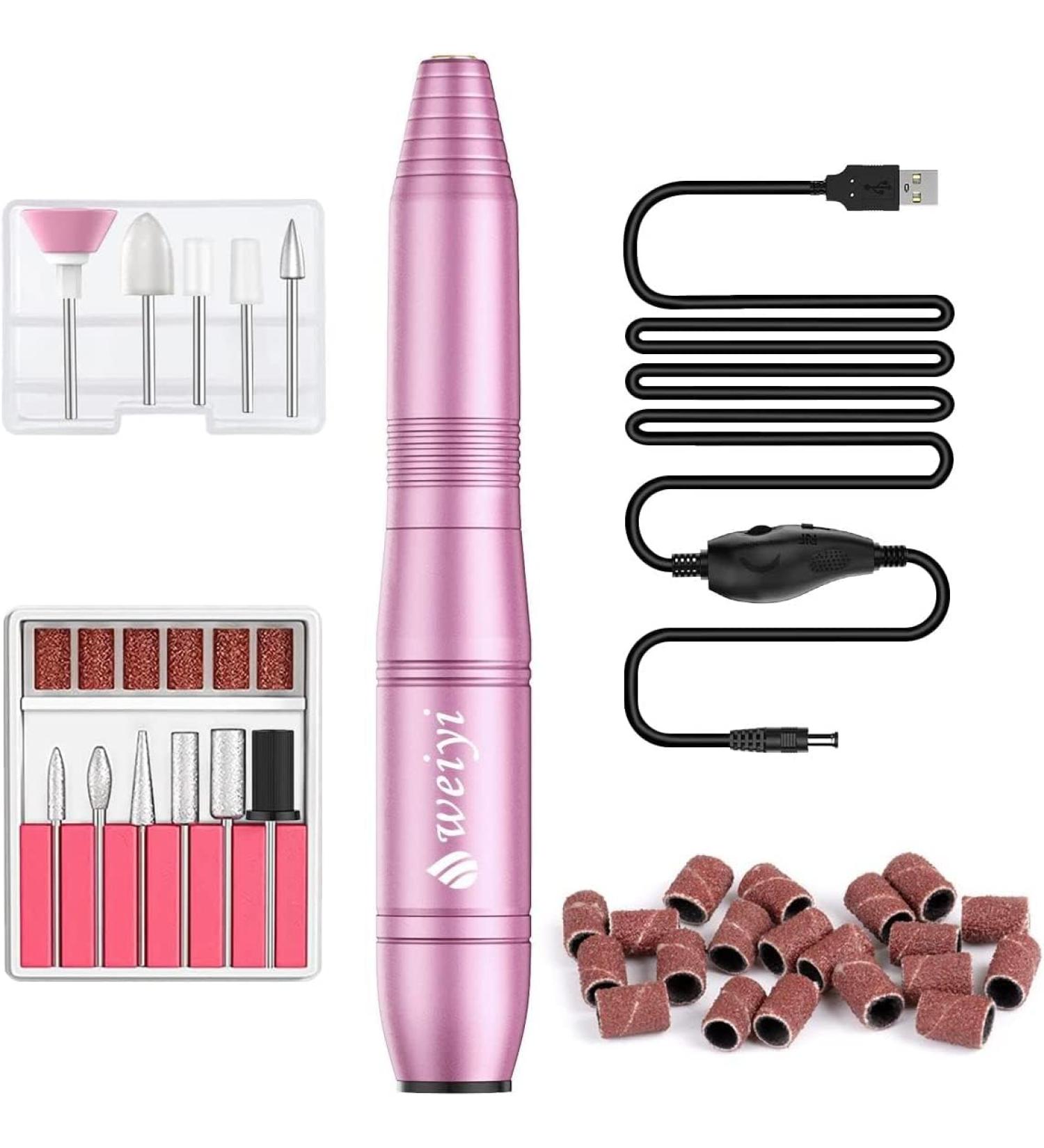 Weyi Nail Miller - 20 000 RPM Electric Nail File & 11-in-1 Manicure Set for Gel & Acrylic Nails | Adjustable Speed | Pink - Buy Online on SooperMarket.com