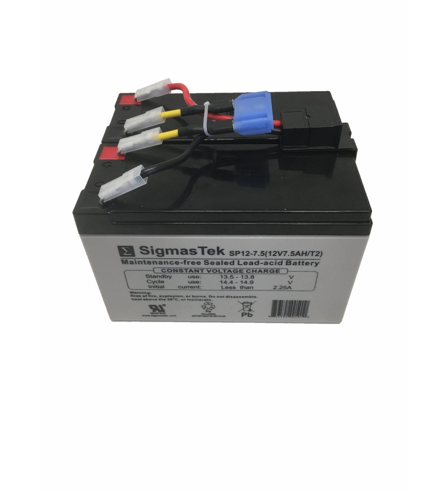 APC RBC48 Replacement Cartridge with 2X 12V 7.5Ah SP12-7.5 T2 SigmasTek Batteries