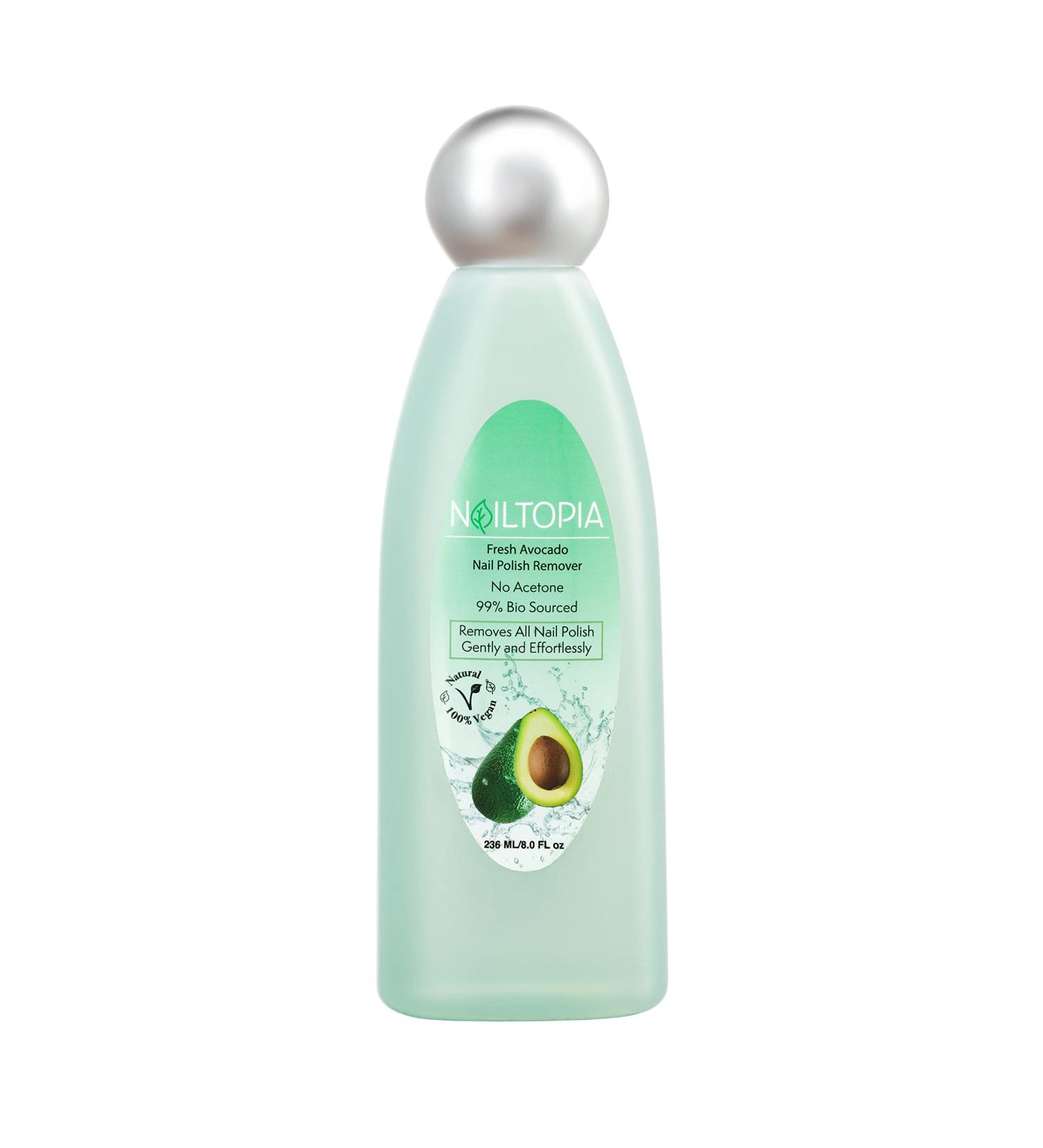 Nailtopia Fresh Avocado Nail Polish Remover - 8 oz - Gentle & Non-Toxic Acetone-Free Formula for Softening Cuticles & Strengthening Nails - Buy Online on SooperMarket.com