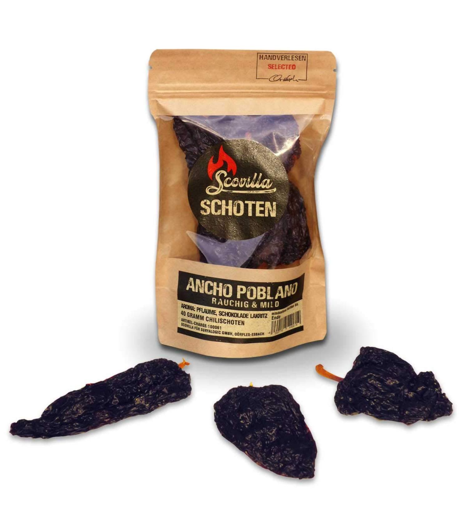 Buy Scovillas Ancho Poblano Pods - Dried 40g (1 Pack) | Premium Quality for Authentic Cooking | Fast International Shipping - Buy Online on SooperMarket.com