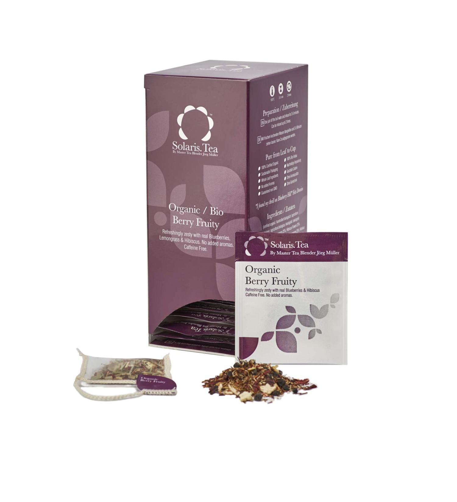 Solaris Tea Organic Berry Fruity Fruit Tea - 40 Silk Tea Bags | Premium Herbal Tea for International Shipping - Buy Online on SooperMarket.com