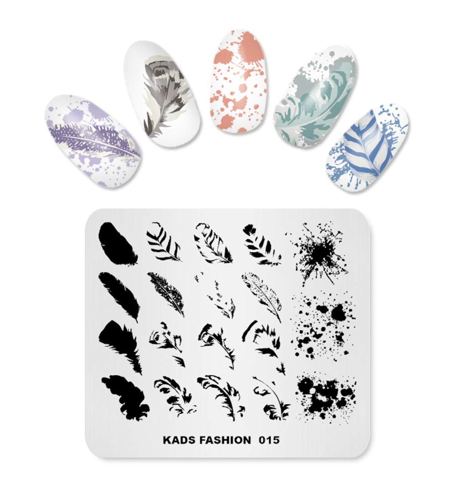 Alexnailart Nail Art Stamping Plate FA015 - Feathers Fashion Design Template - Buy Online on SooperMarket.com
