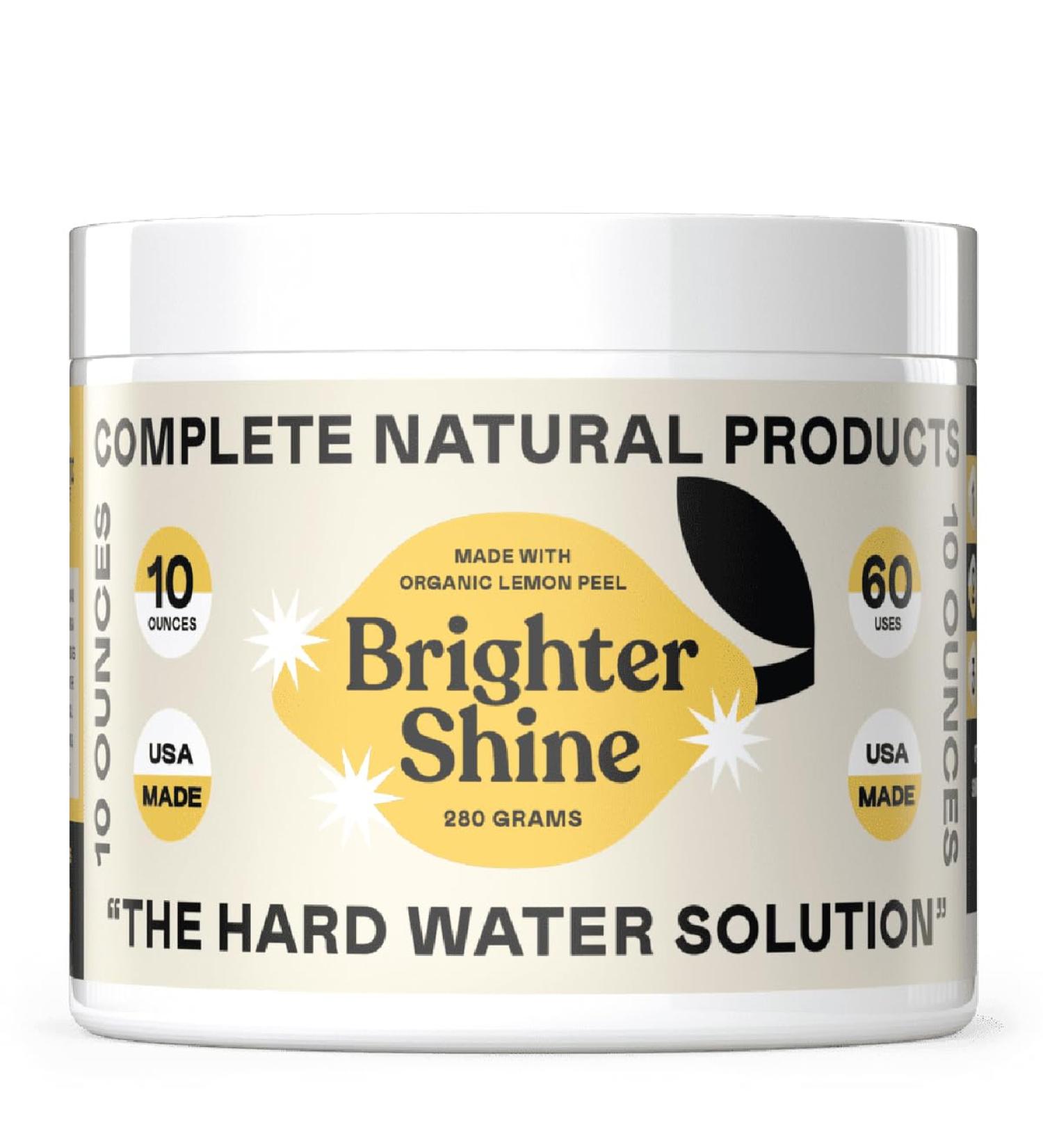 Brighter Shine - Natural Lemon Dishwasher Additive | 60 Uses Citric Acid Cleaner for Hard Water Spots Removal - Buy Online on SooperMarket.com