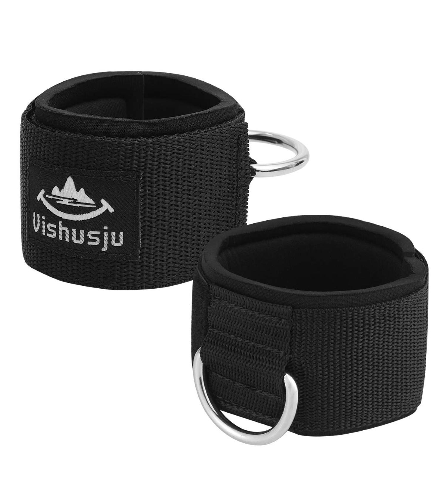 Vishusju Neoprene Ankle Wrist Cuffs with D-Ring for Cable Machines - Adjustable Glute Kickback Straps for Legs Exercise - Buy Online on SooperMarket.com