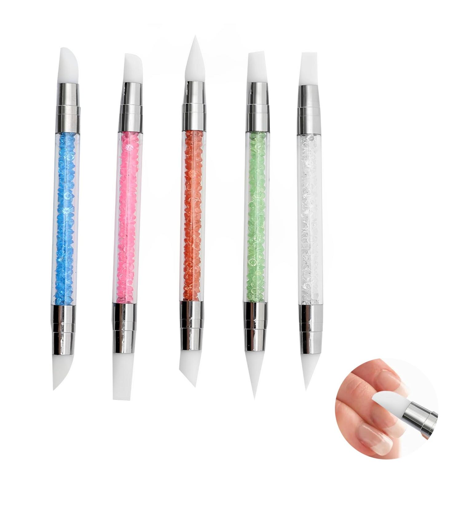 5-Piece Silicone Nail Brush Set | Double-Headed DIY Manicure Tool for Nail Art Painting & Designing | Reusable Nail Art Pen - Buy Online on SooperMarket.com