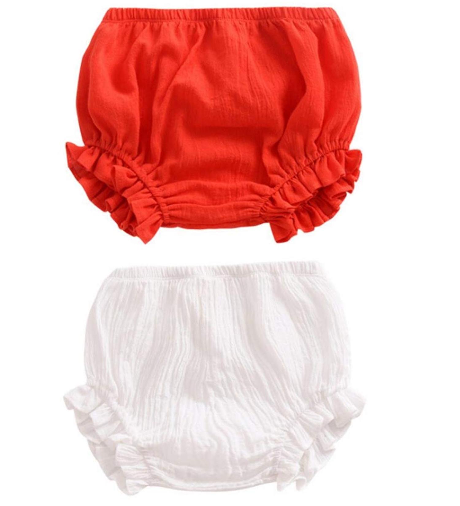 AYIYO Unisex Toddler Diaper Cover 2Pcs Set - Linen Bloomer Shorts for Newborn Baby Girls Boys (2-3 Years) - Red+White - Buy Online on SooperMarket.com