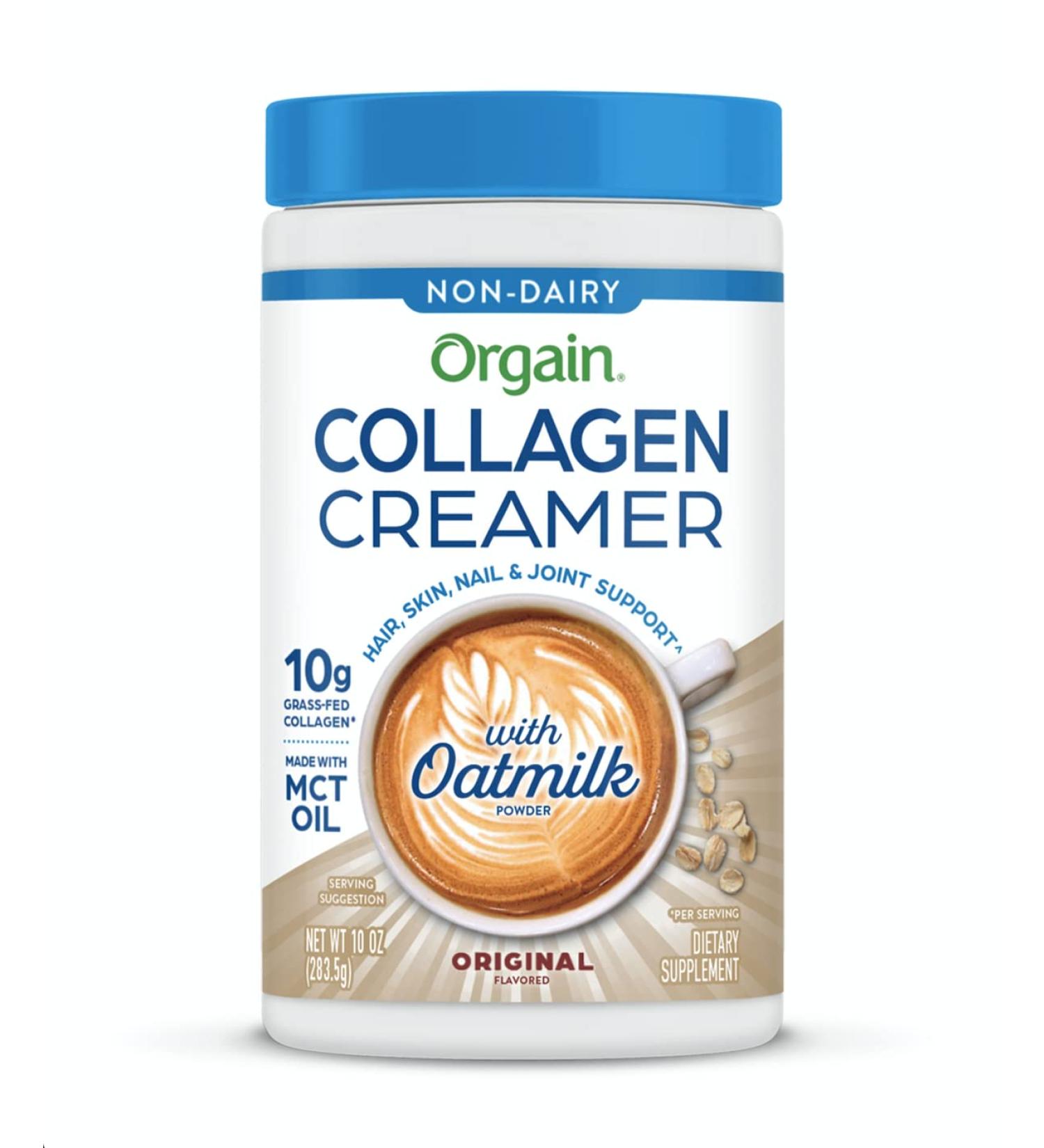 Orgain Collagen Creamer with Organic Oatmilk Powder - 10g Grass-Fed Collagen, MCT, Avocado & Coconut Oil - Non-Dairy, Non-GMO - 10 oz - Buy Online on SooperMarket.com