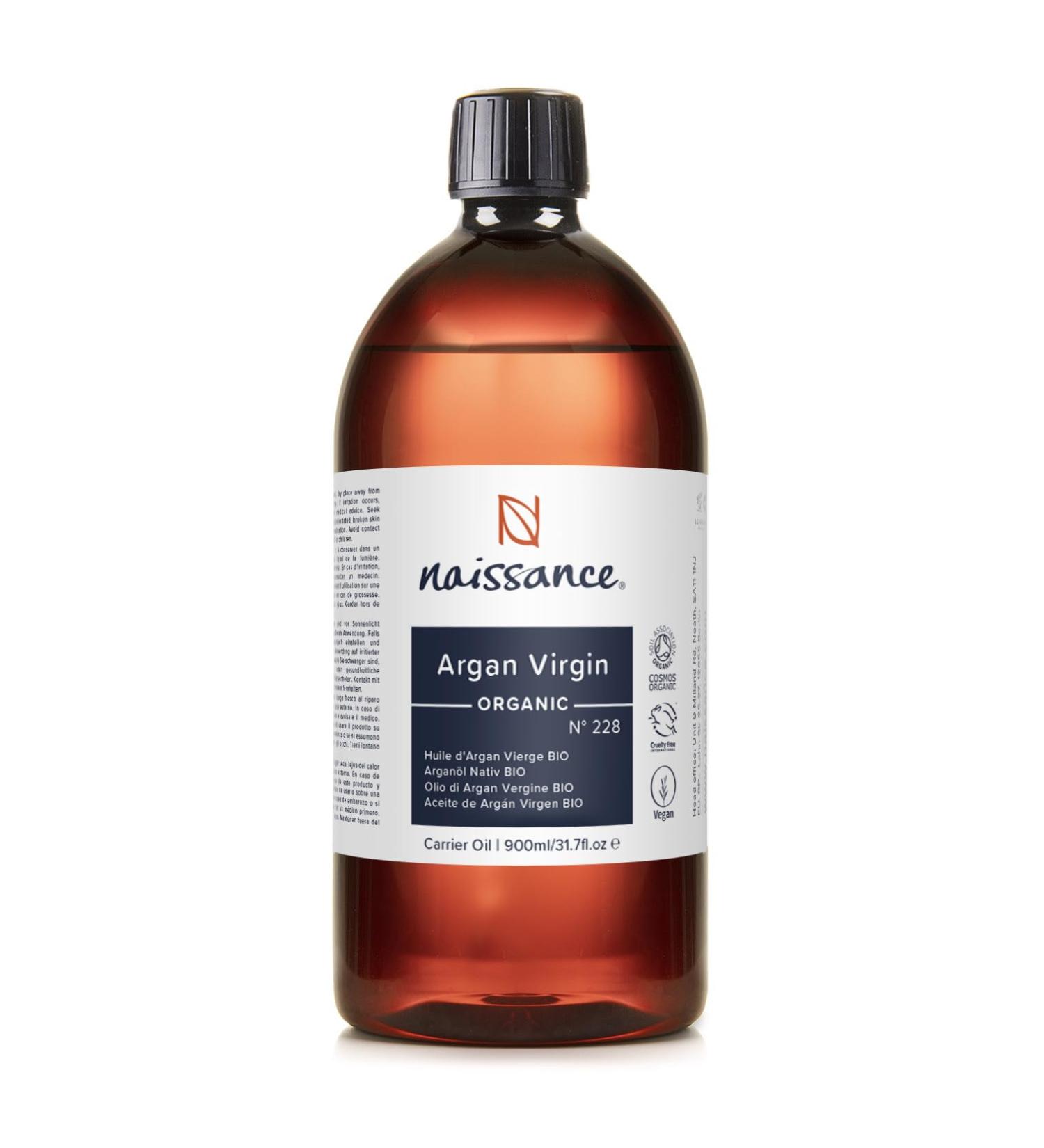 Naissance Organic Argan Oil (No. 228) - 900ml - Anti-Ageing Antioxidant Vegan Natural Moisturiser & Conditioner for Face Hair Skin Beard & Cuticles - Buy Online on SooperMarket.com