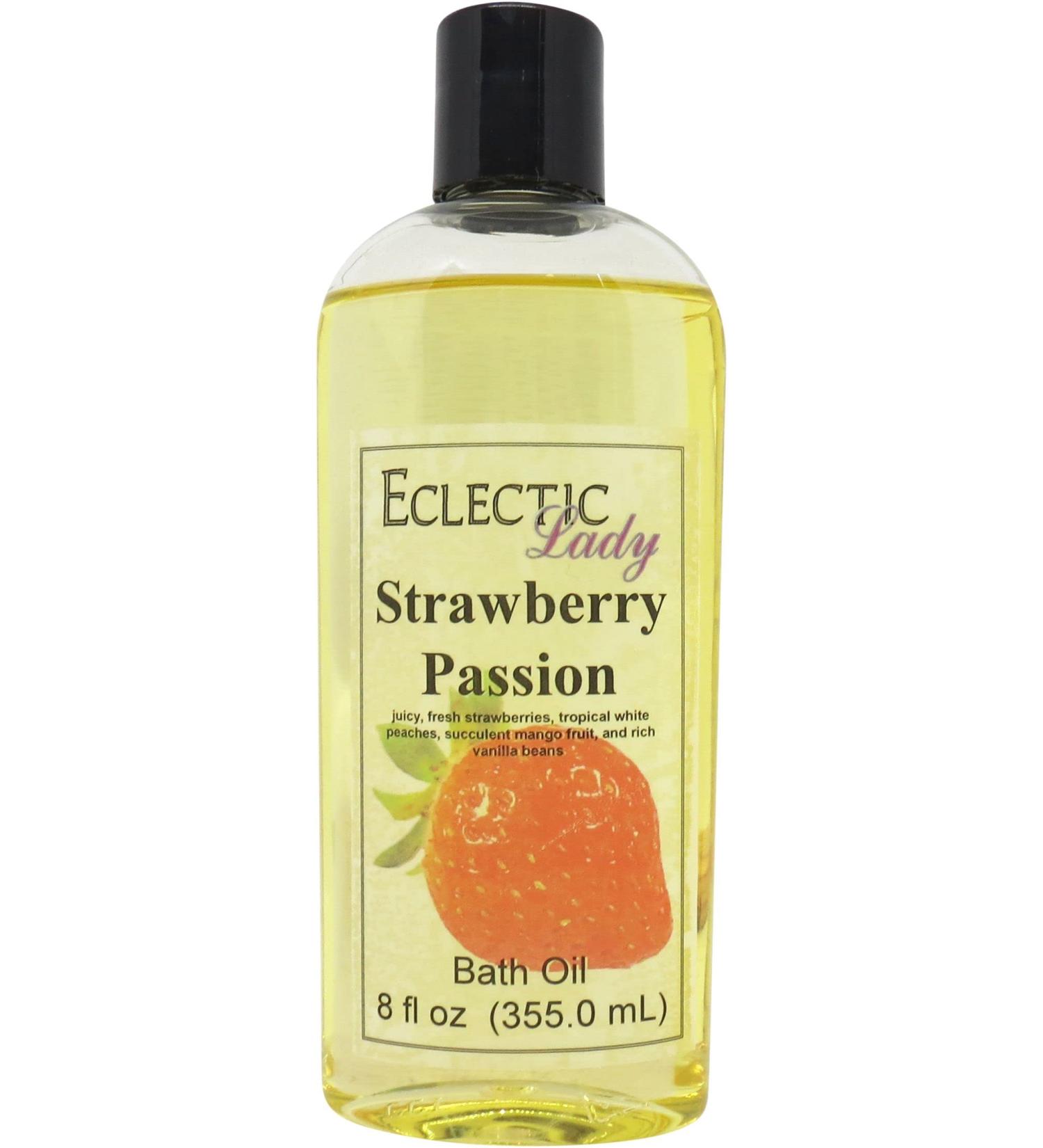 Strawberry Passion Bath Oil by Eclectic Lady - Moisturizing & Relaxing Scented Oil for Sensitive Skin - 8 oz - Buy Online on SooperMarket.com