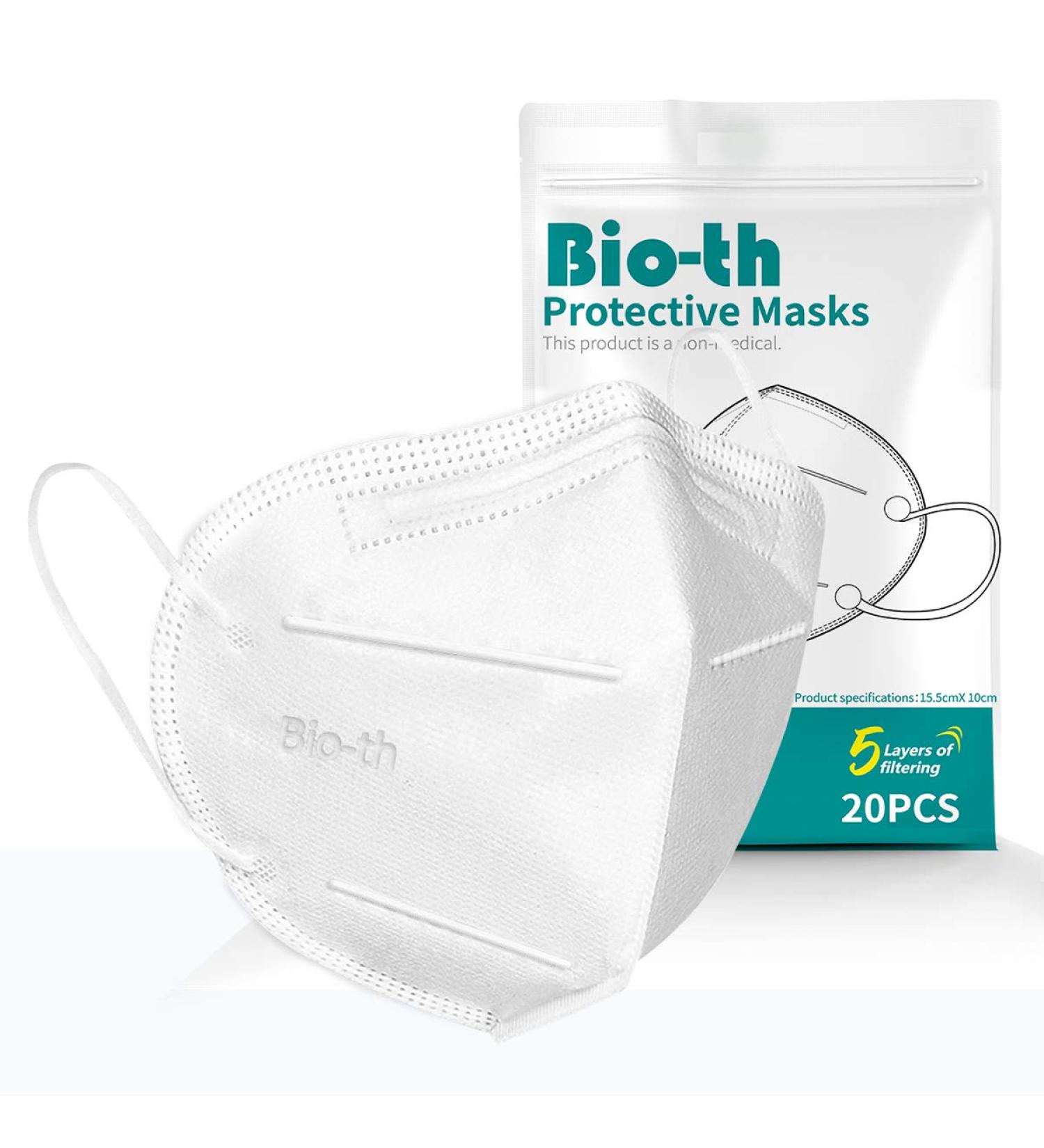 Bio-th KN95 Face Mask - Reusable & Disposable Masks - Dust & Pollen Protection - 20 Pack - Buy Online on SooperMarket.com