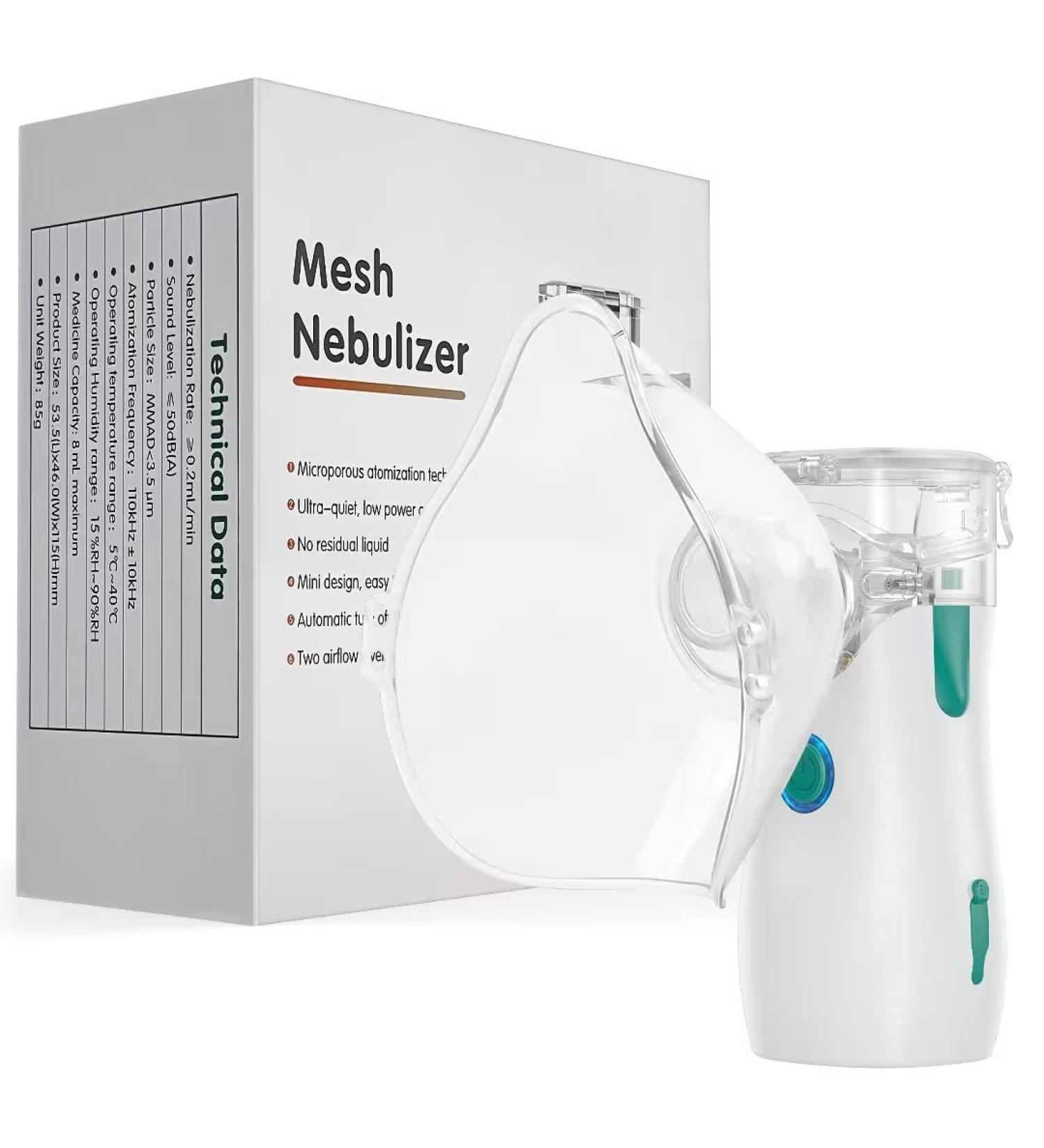 Portable Handheld Mesh Nebulizer Machine for Adults & Kids - Adjustable Mist, Ideal for Lung Problems - Travel & Home Use - Beige - Buy Online on SooperMarket.com