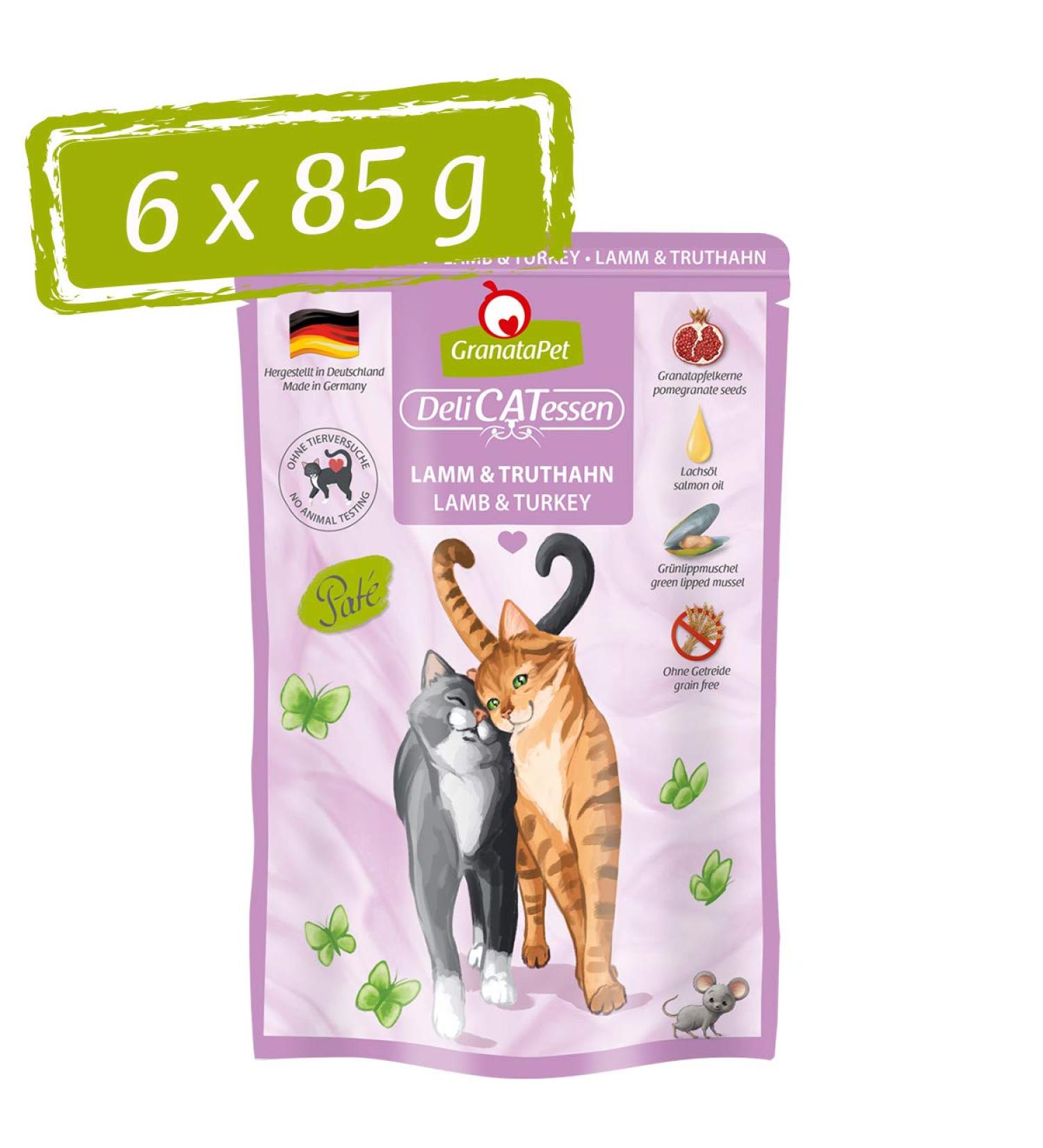 Granapet Delicatessen Lamb & Turkey Wet Cat Food - Gourmet Cereal-Free & Sugar-Free 6 x 85g Pack - Buy Online on SooperMarket.com