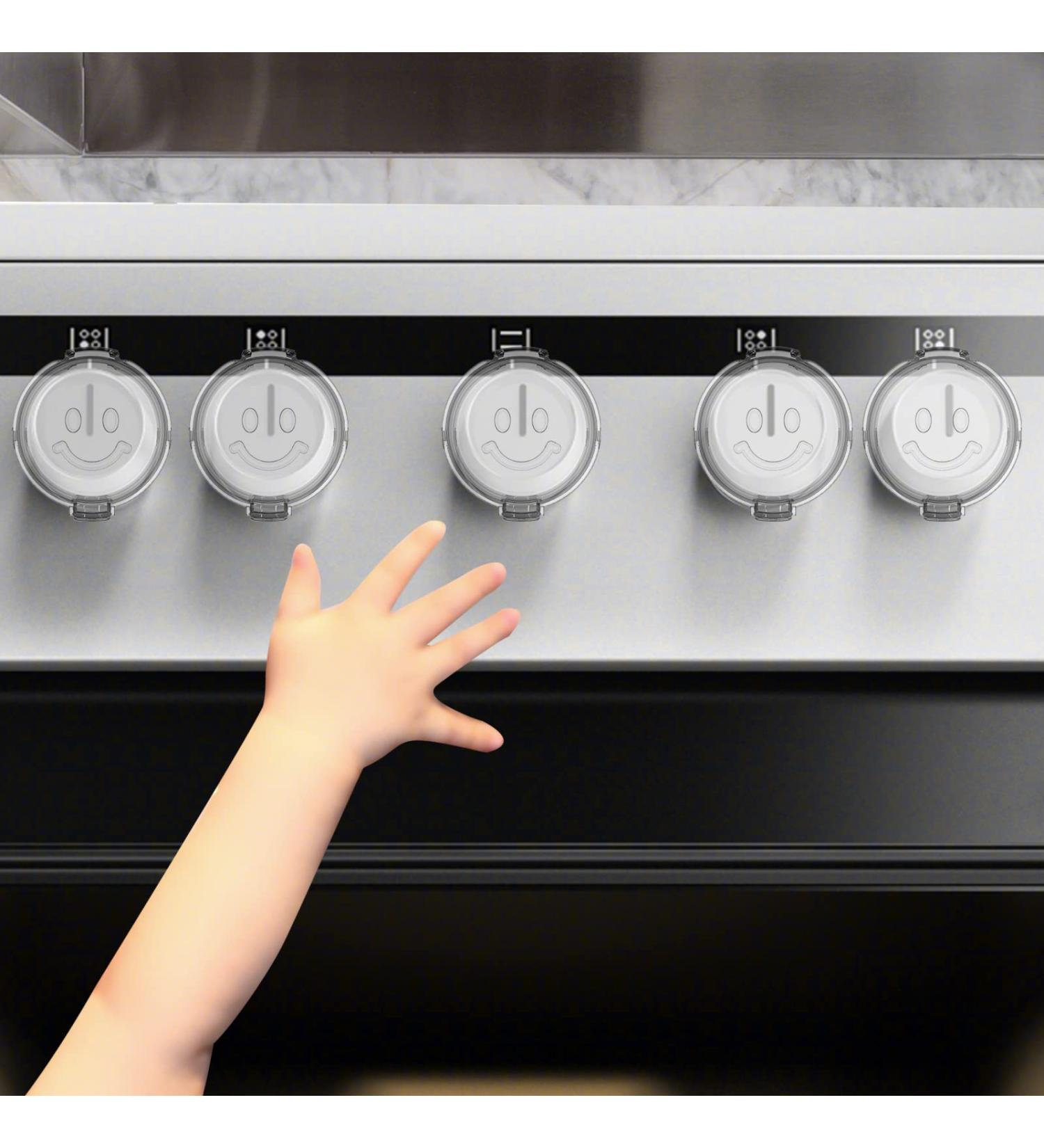 Child Safety Stove Knob Covers - 5 Pack with Double-Key Lock | Universal Gas Oven Knob Guards for Baby Proofing - Buy Online on SooperMarket.com