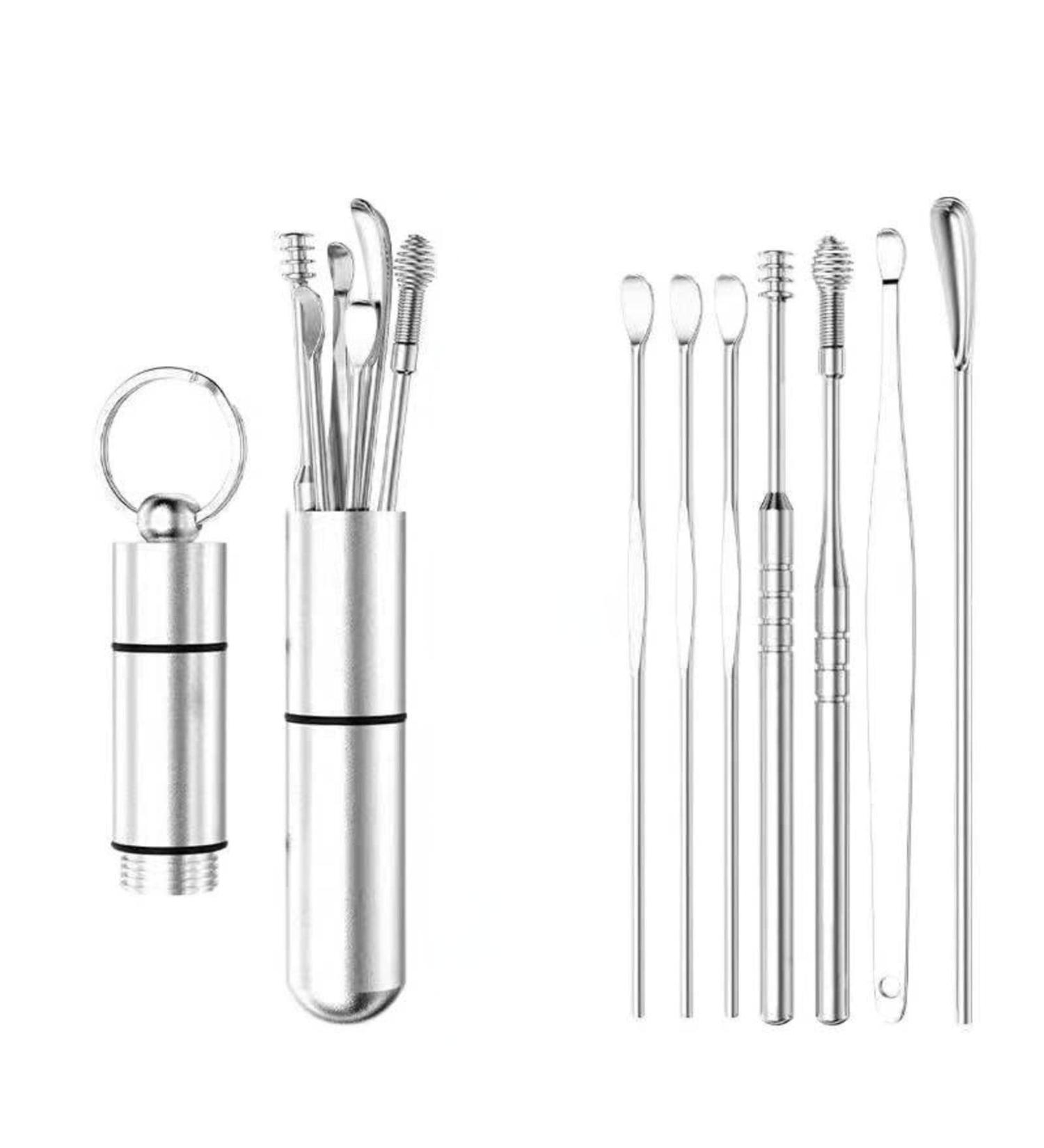 Ear Scoop 6-Piece Set of Ear Picking Tools Adult Ear Pick Ear Scoop Stainless Steel Portable Keychain Ear Scoop - Buy Online on SooperMarket.com