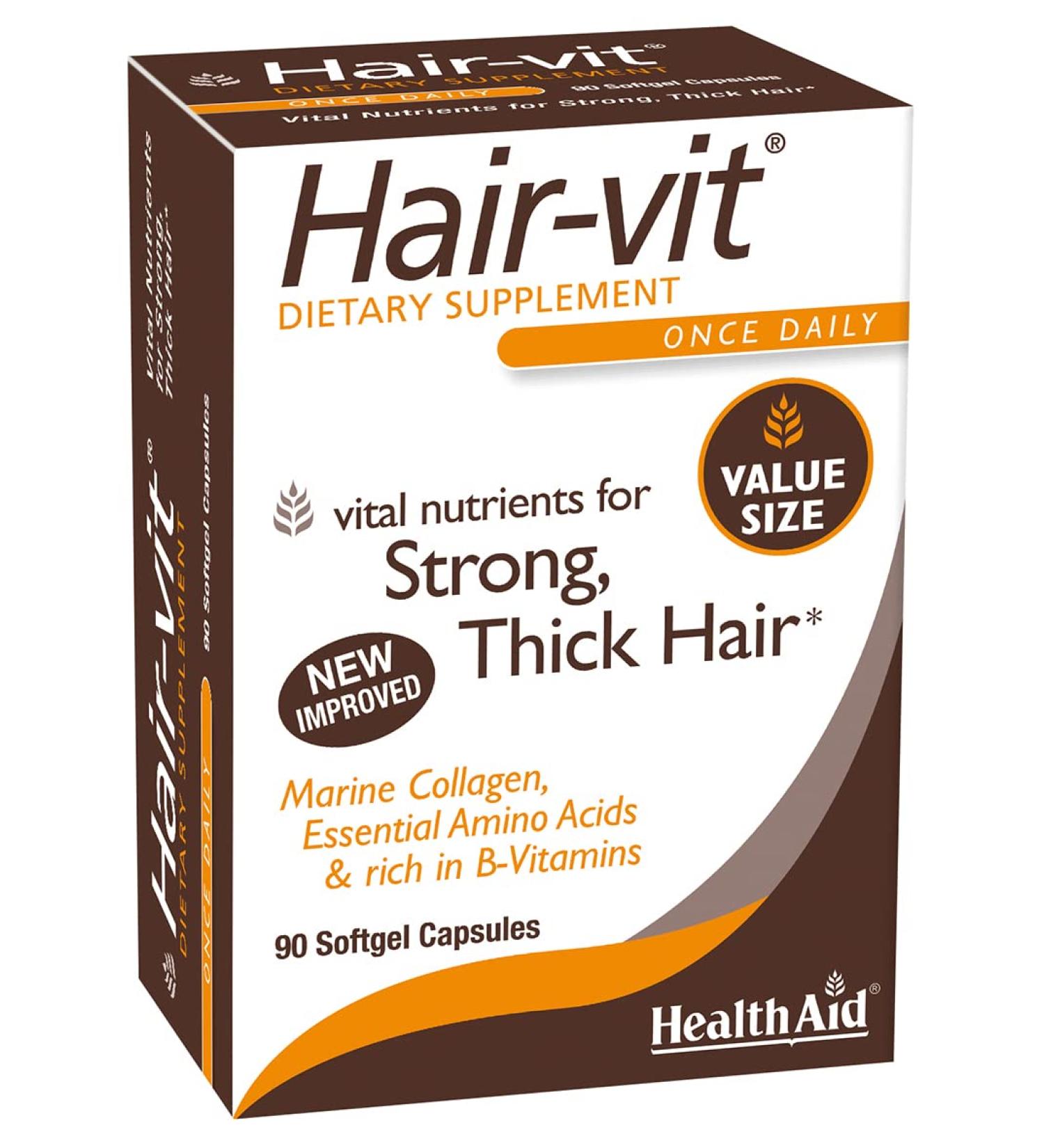 Hair VIT 90 Caps  Once Daily  Vital Nutrients for Strong  Thick  & Shiny Hair  Rich in B-Vitamins & Essential Amino Acids