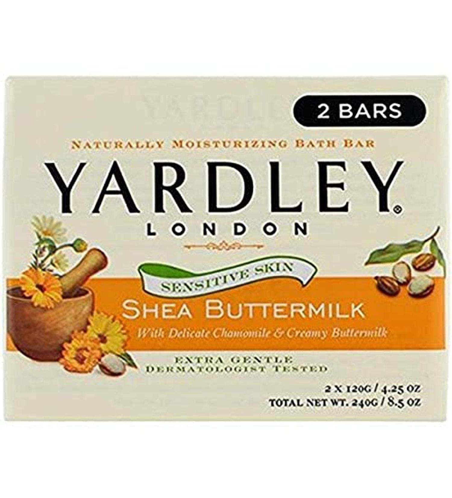 Yardley London Shea Buttermilk Sensitive Skin Bath Bar 4.25oz - Pack of 2 - Buy Online on SooperMarket.com
