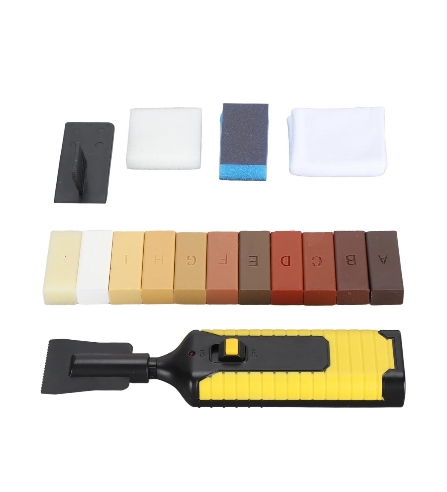 Wood Floor Repair Wax Kit - Fix Scratches Cracks & Holes | 11 Color Hard Wax Filler for Floors Doors & Cabinets - Buy Online on SooperMarket.com
