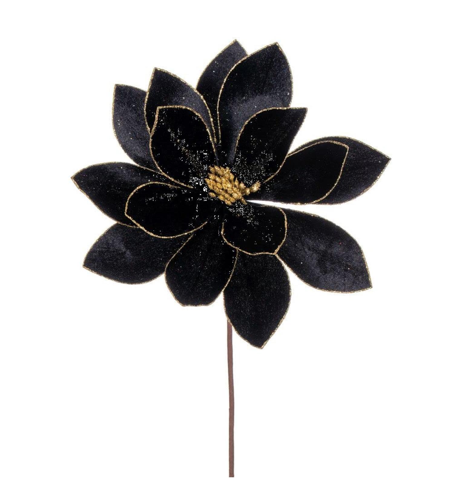 Vickerman 705308-22" Black Velvet Sheen Glitter Trim Poinsettia Spray (4 Pack) (RG223317) - Buy Online on SooperMarket.com