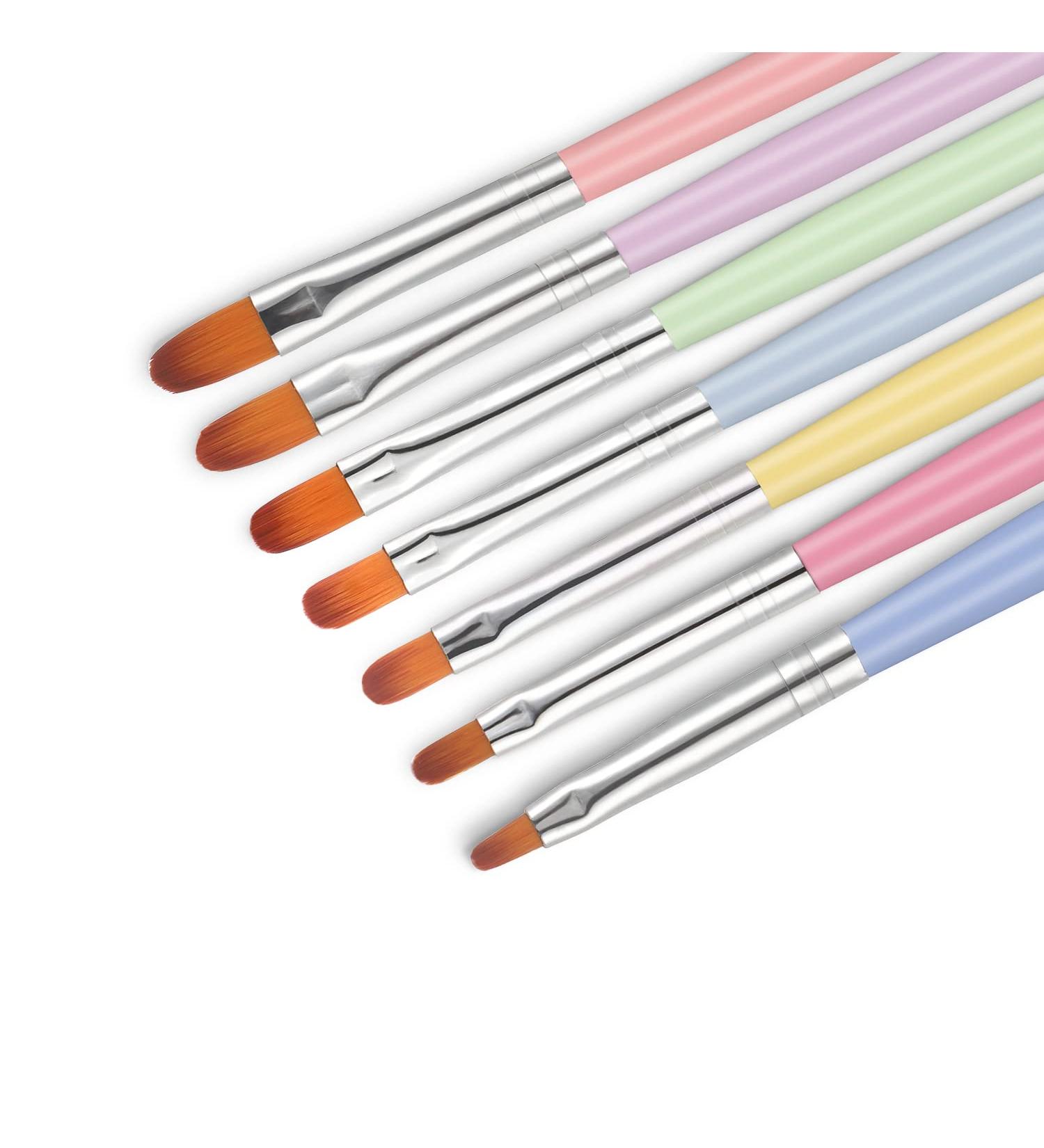 TEOYALL 7 PCS Gel Nail Brushes Set - Oval Flat & Builder Tips for Poly Gel Extension - Multicolor Nail Art Brushes - Buy Online on SooperMarket.com